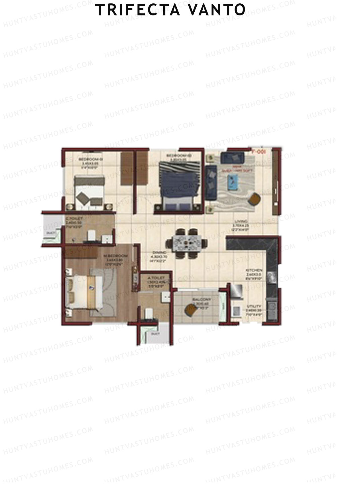 Trifecta Vanto Tower A Unit 1 Floor Plan