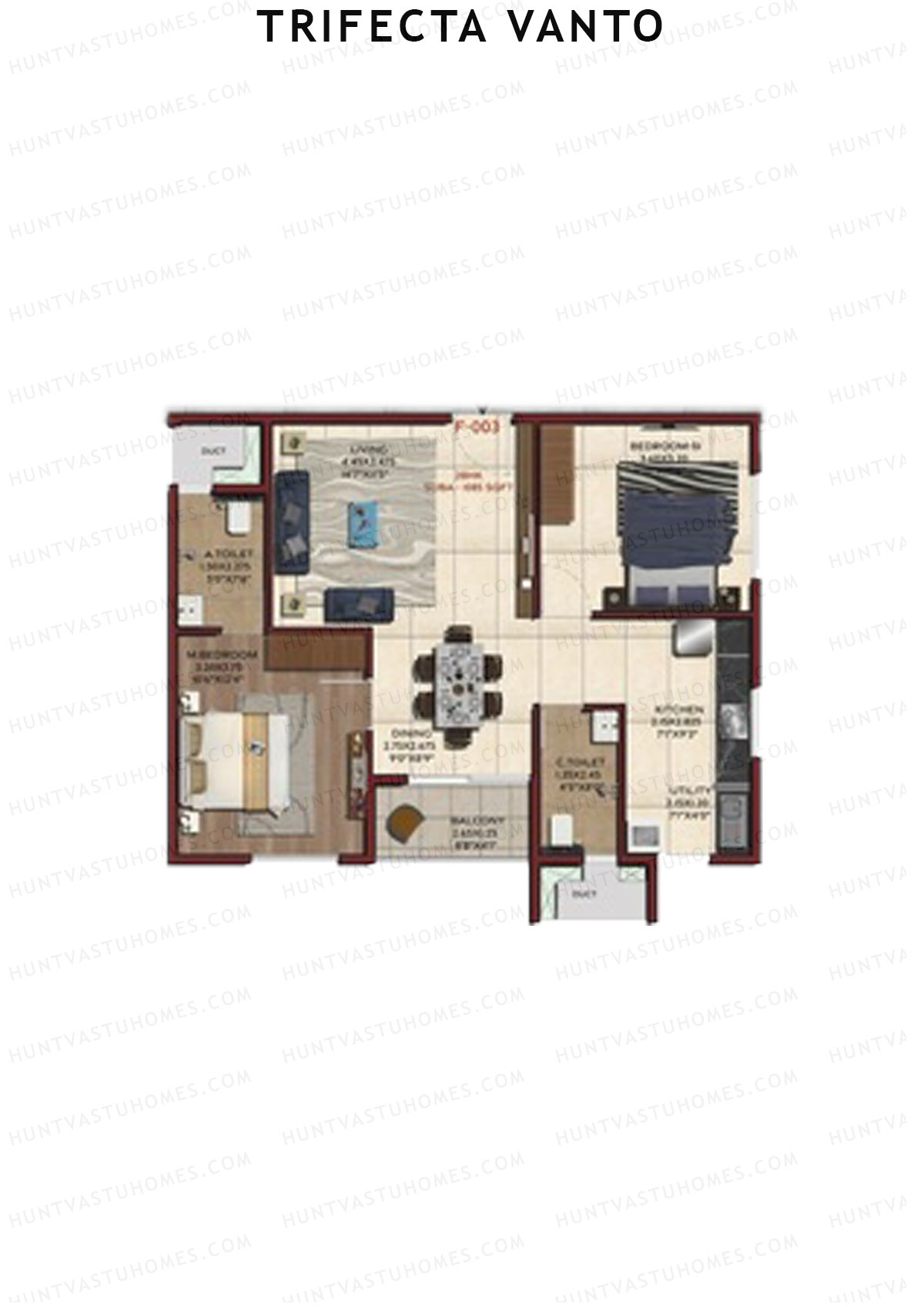 Trifecta Vanto Tower A Unit 3 Floor Plan