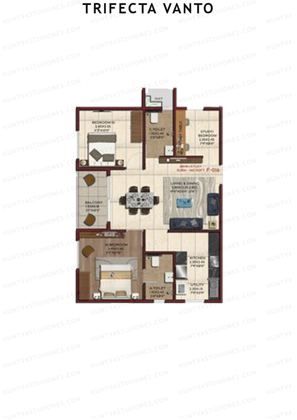 Trifecta Vanto Tower B Unit 23 Floor Plan