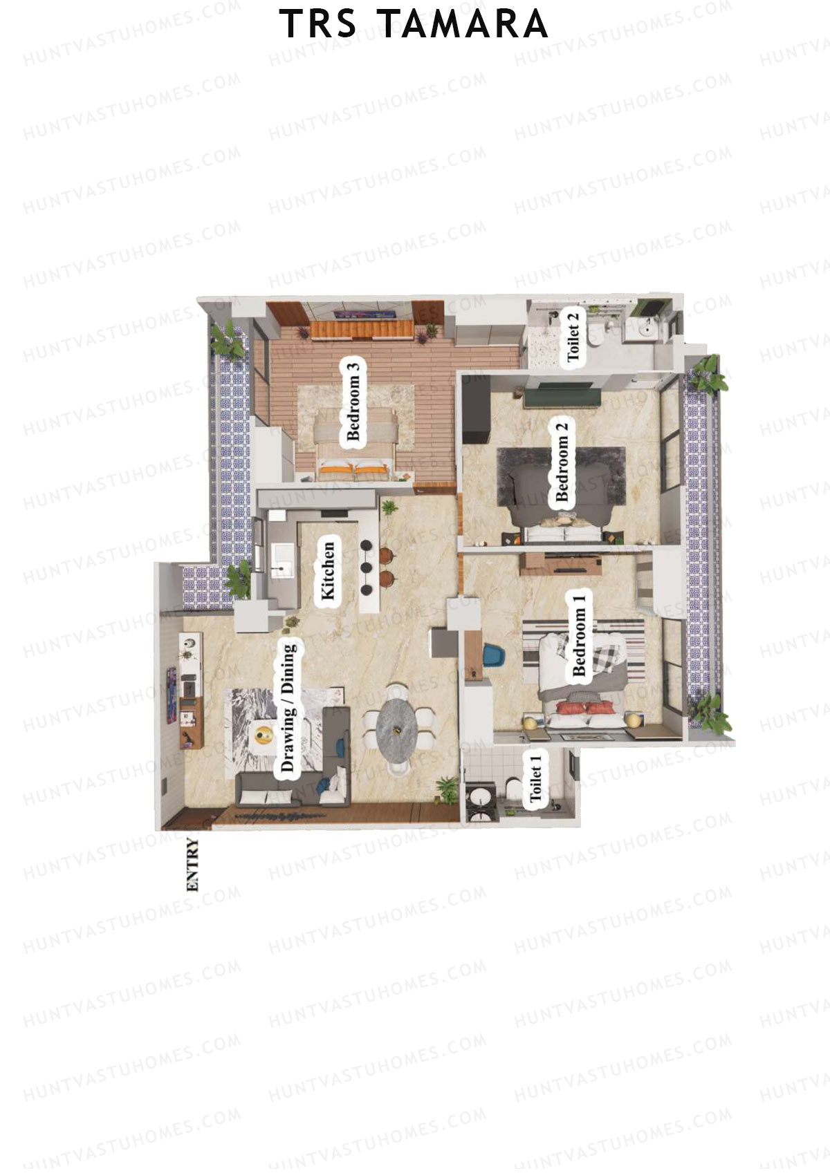 TRS Tamara, Tamara, Unit 4, 3BHK, Super Area 1803   sq ft 