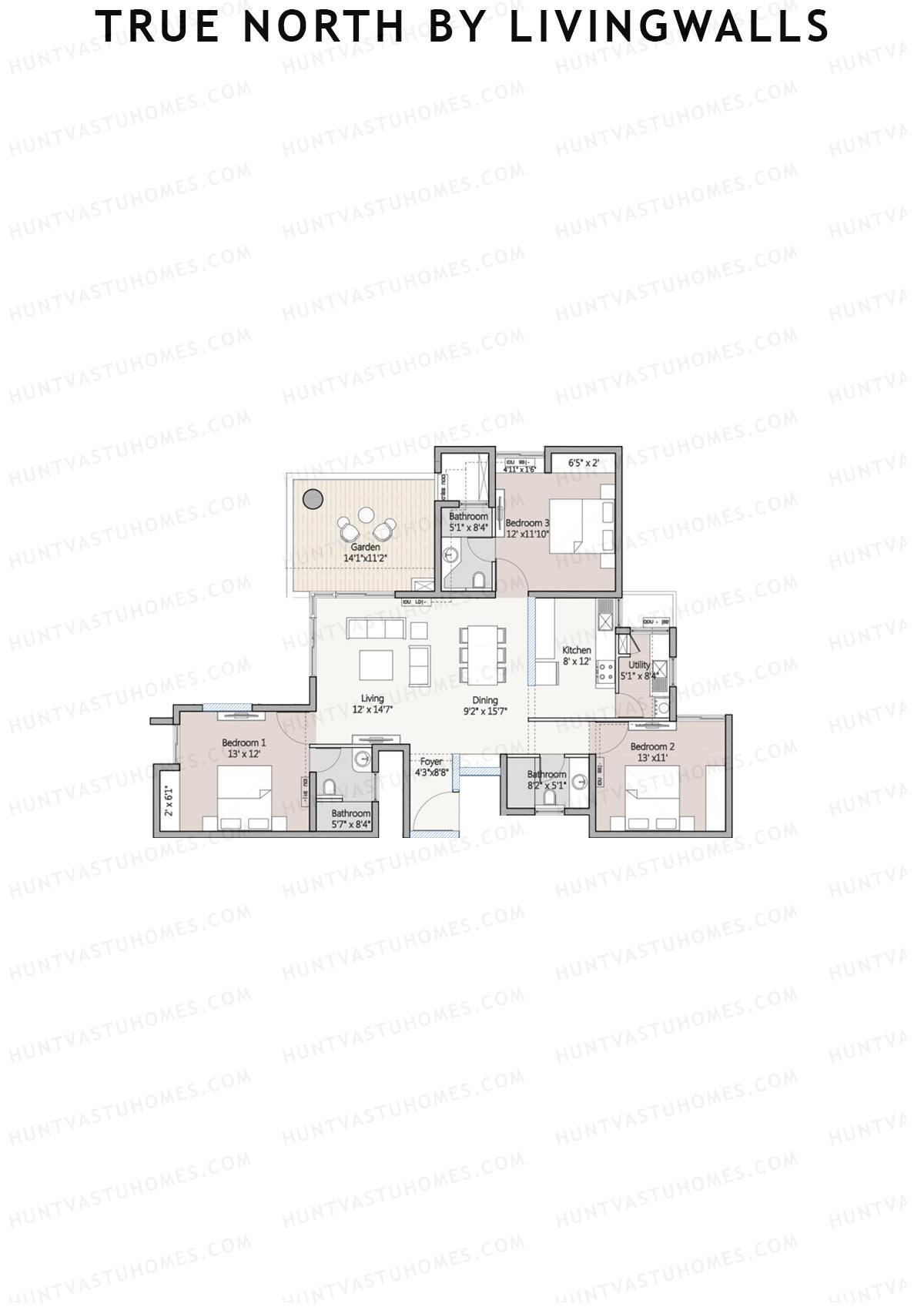 True North by LivingWalls Tower A Unit 1 (Type B) Floor Plan