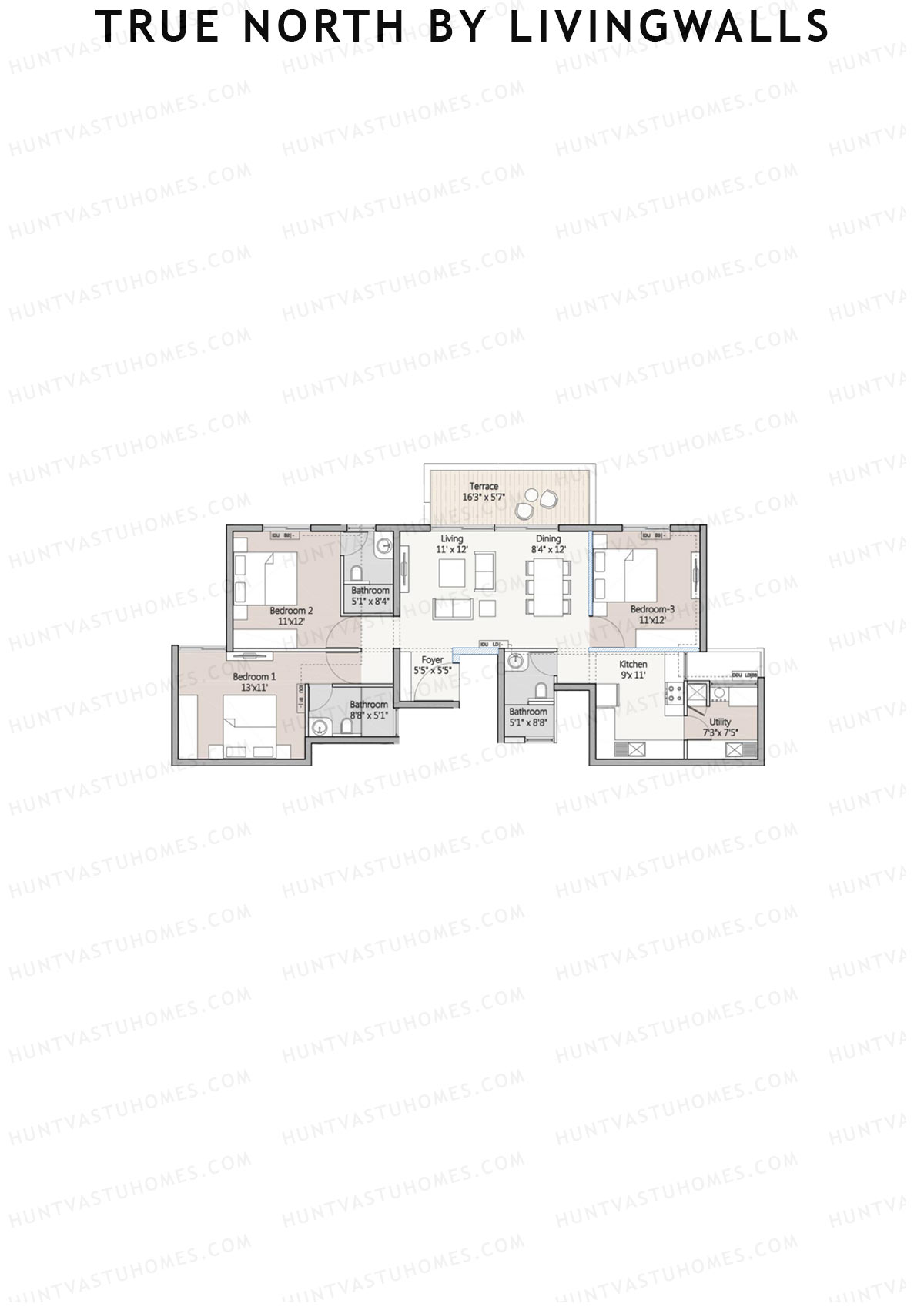 True North by LivingWalls Tower A Unit 2 Floor Plan