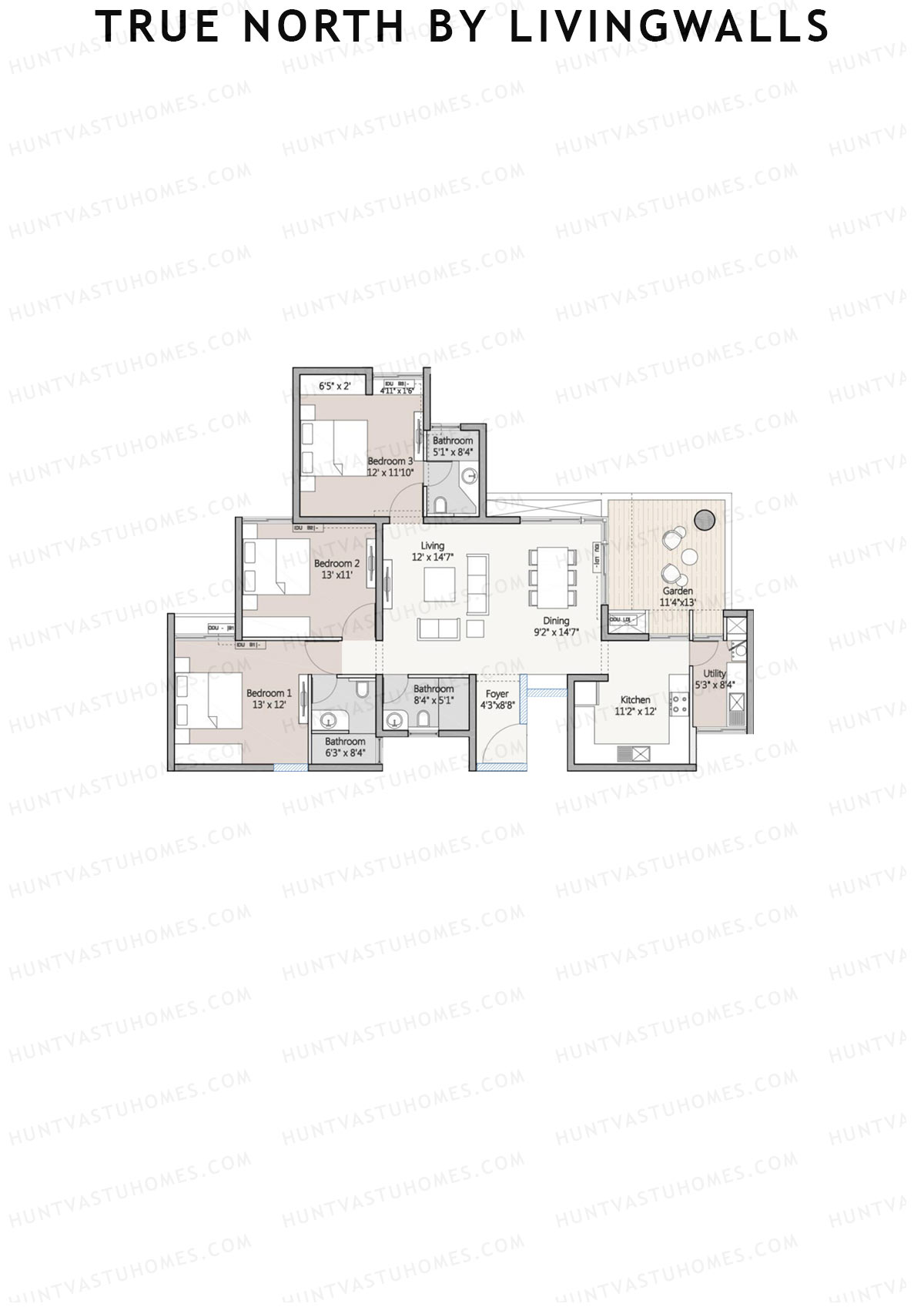 True North by LivingWalls Tower A Unit 3 (Type A) Floor Plan