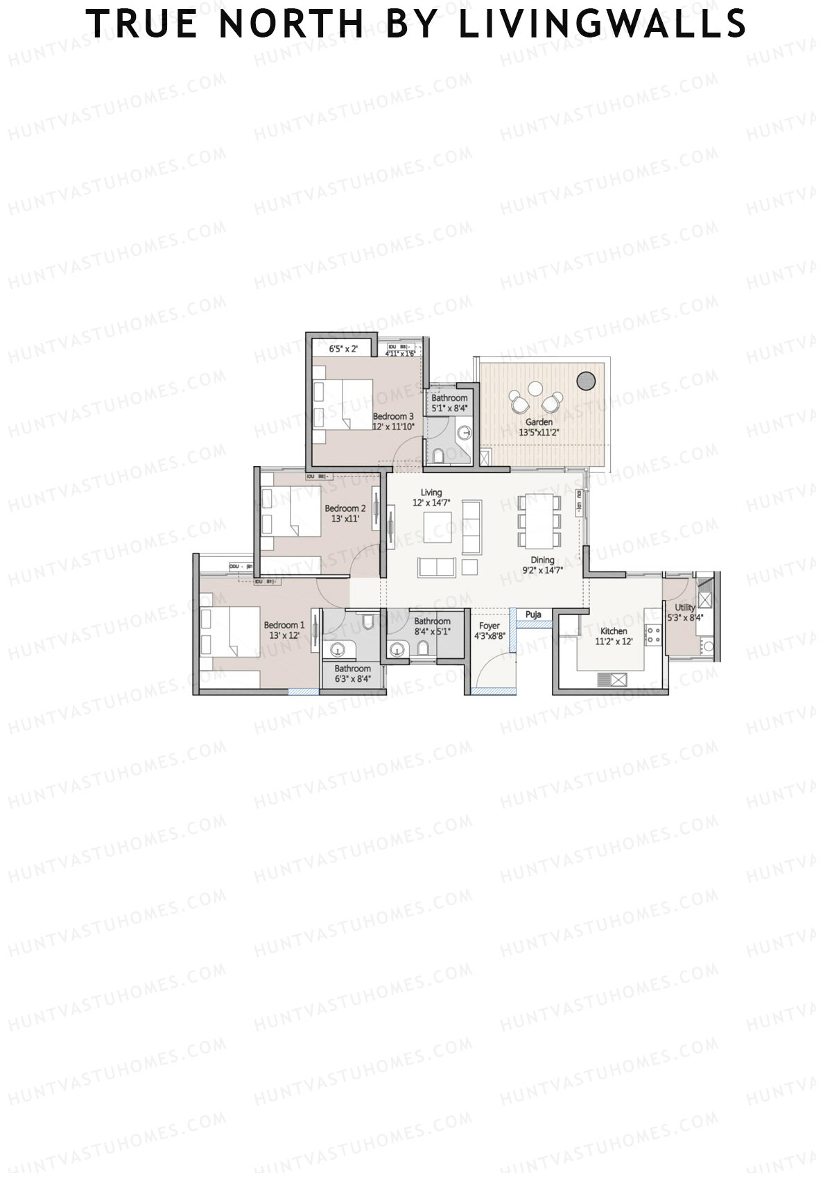 True North by LivingWalls Tower A Unit 3 (Type B) Floor Plan