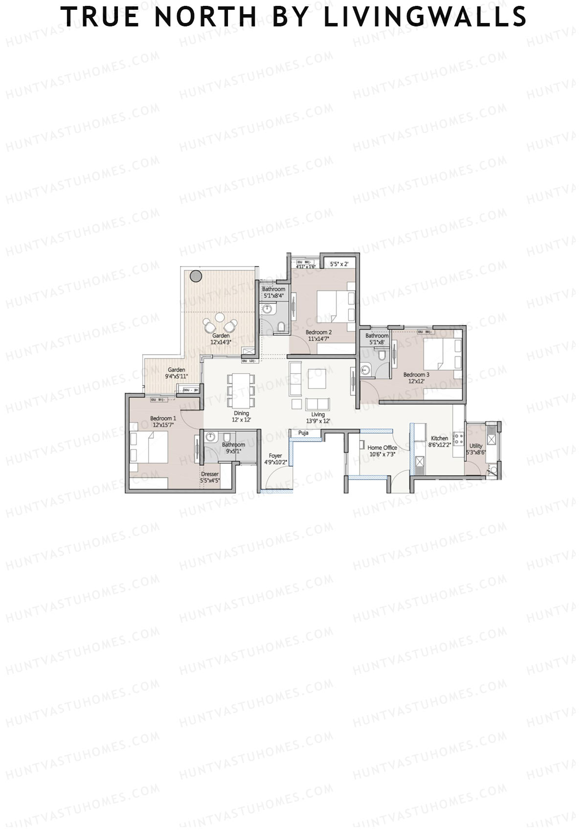 True North by LivingWalls Tower B Unit 1 (Type B) Floor Plan