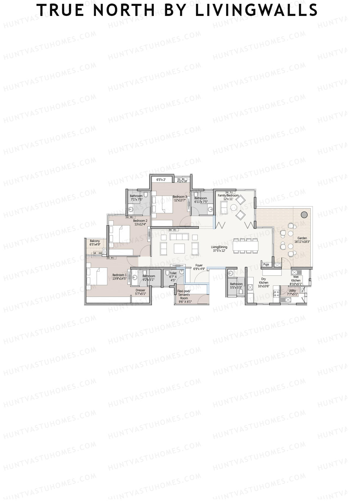 True North by LivingWalls Tower B Unit 2 (Type A) Floor Plan