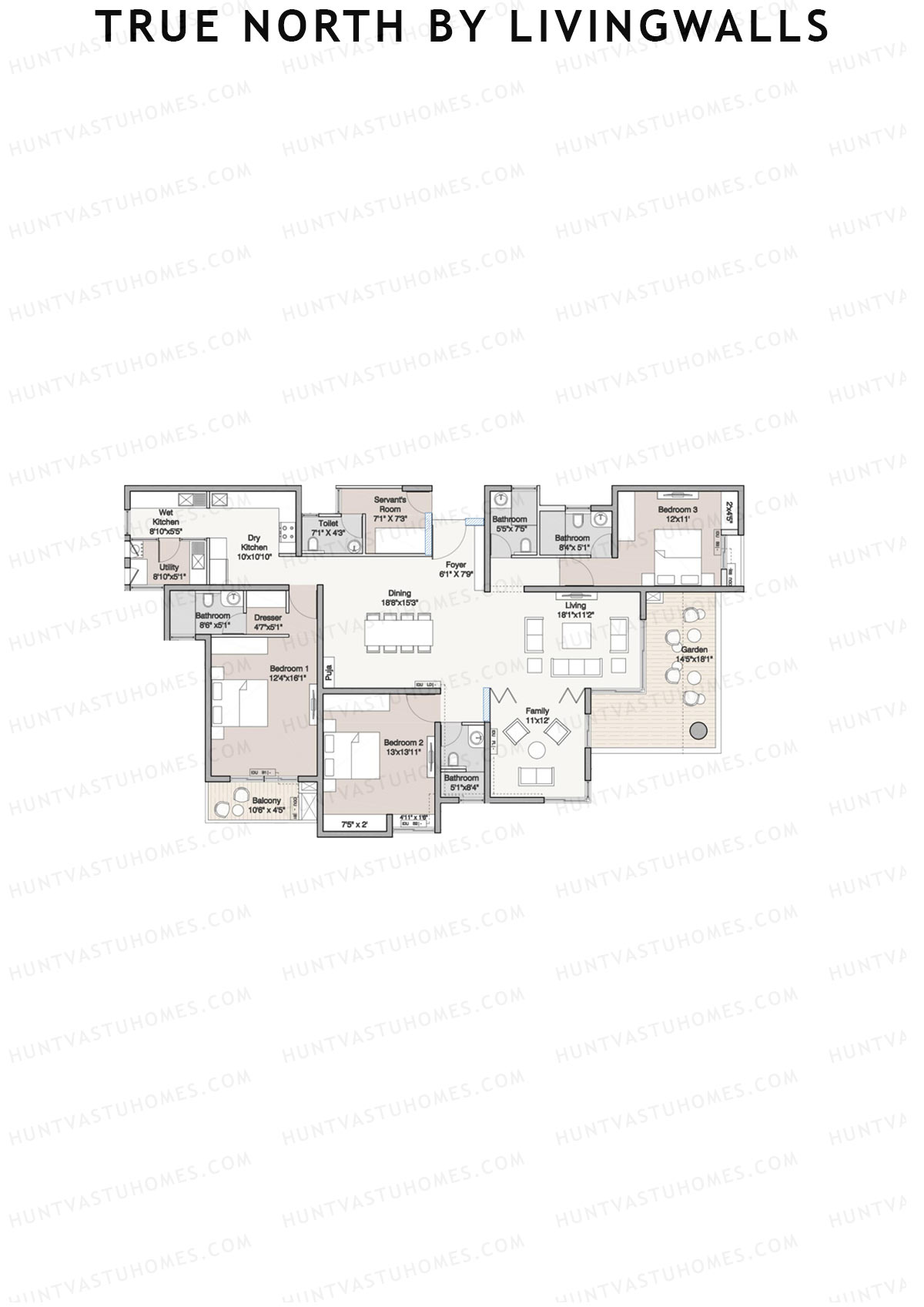 True North by LivingWalls Tower B Unit 3 (Type A) Floor Plan