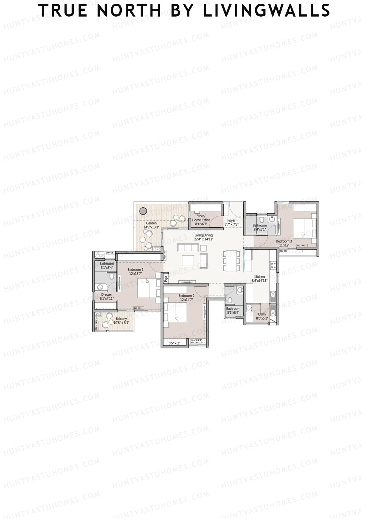 True North by LivingWalls Tower B Unit 4 (Type B) Floor Plan