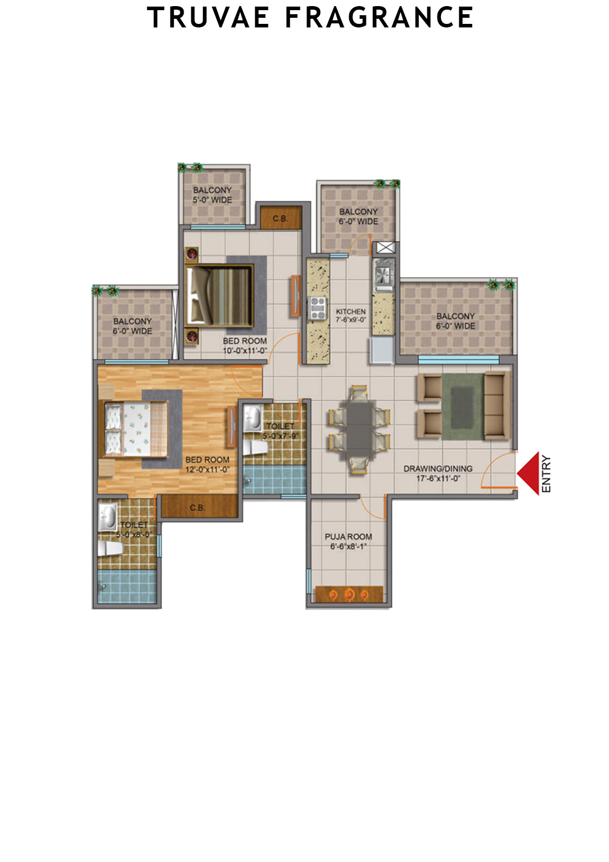 Truvae Fragrance Jasmin Unit 2 (Type D) Floor Plan