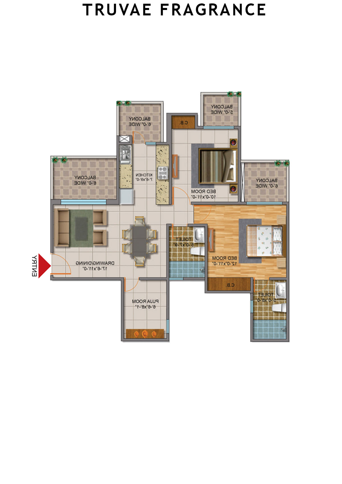 Truvae Fragrance Lavender Unit 1 (Type D) Floor Plan