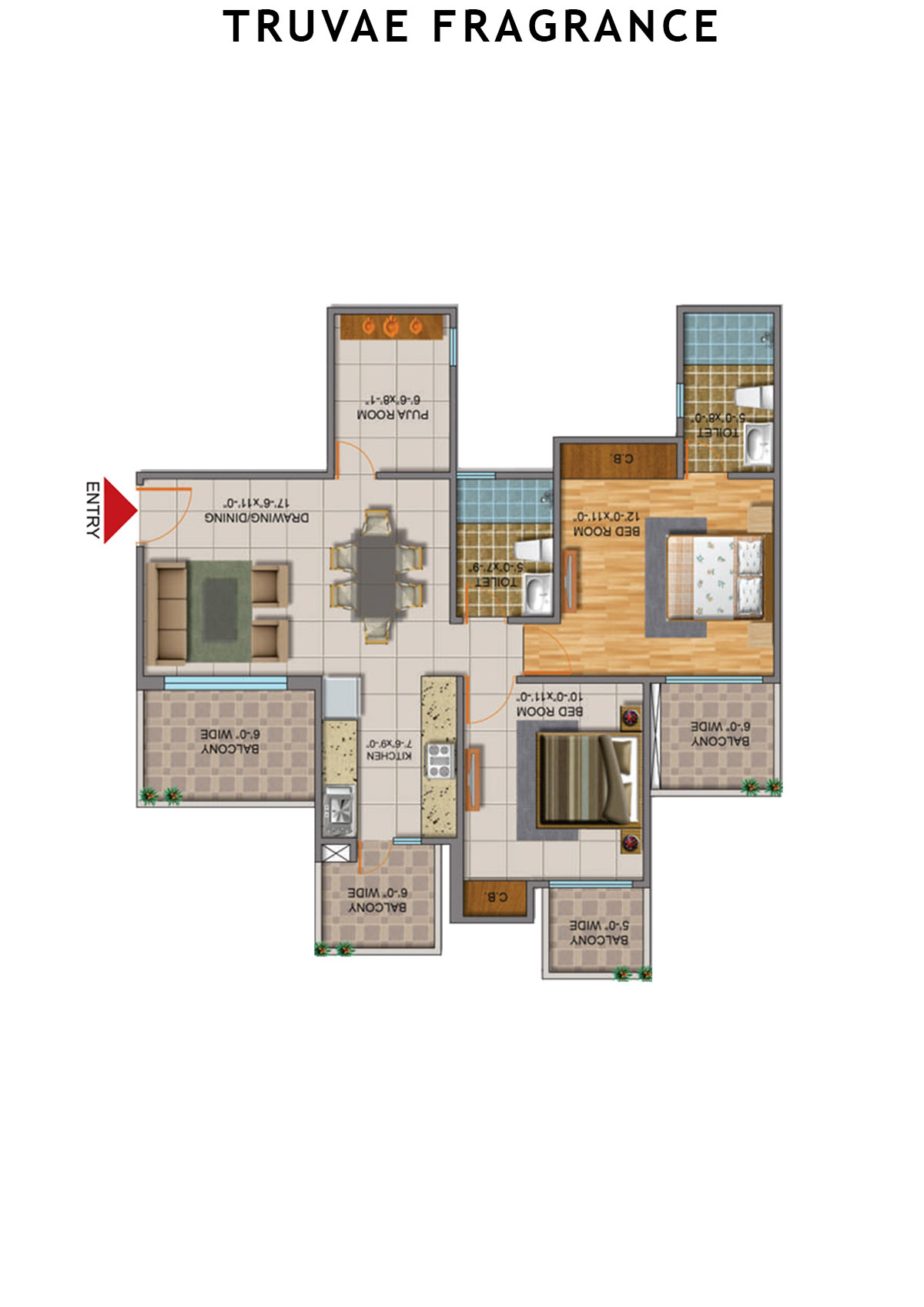 Truvae Fragrance Lavender Unit 2 (Type D) Floor Plan