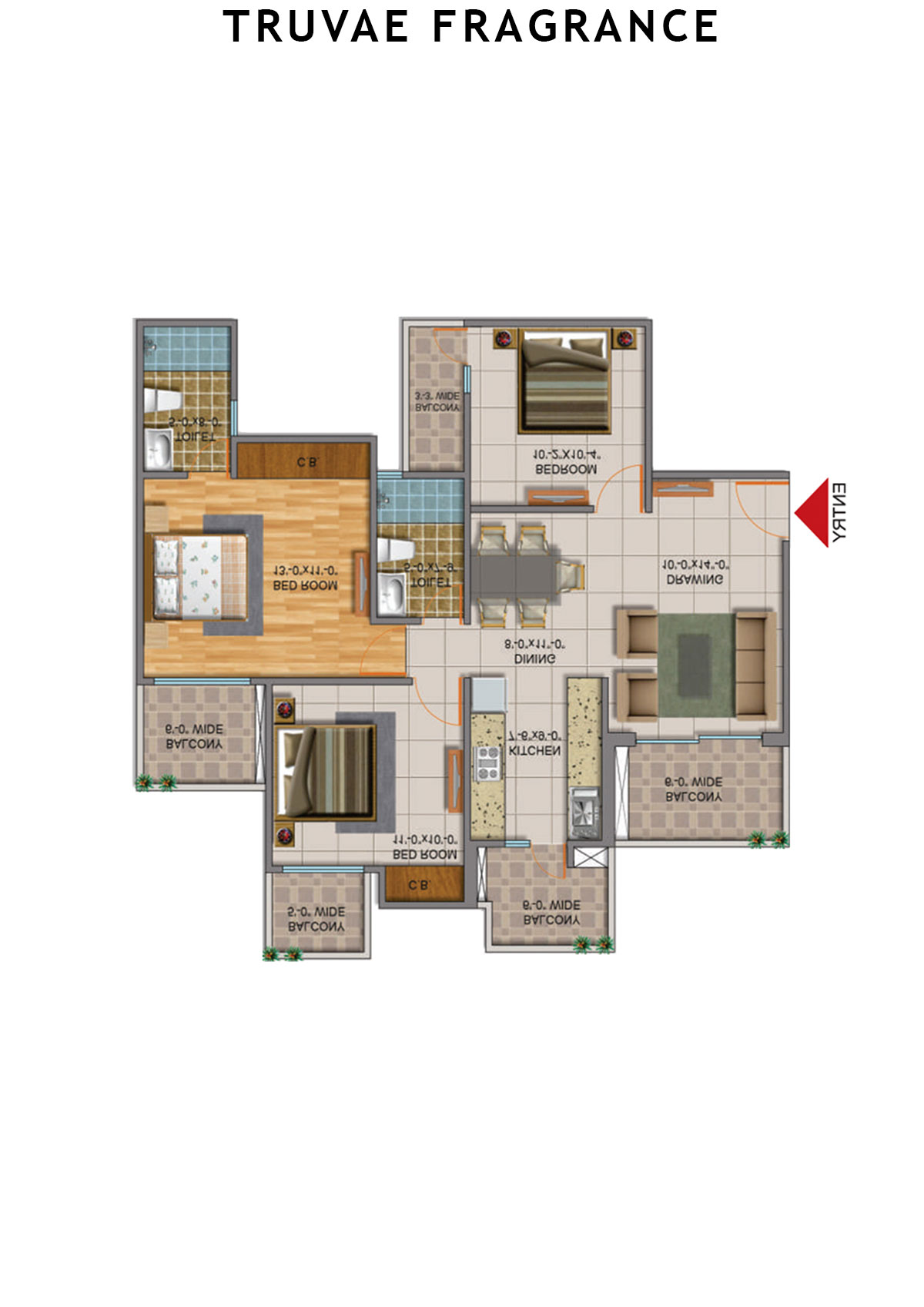 Truvae Fragrance Lily Unit 1 (Type F) Floor Plan