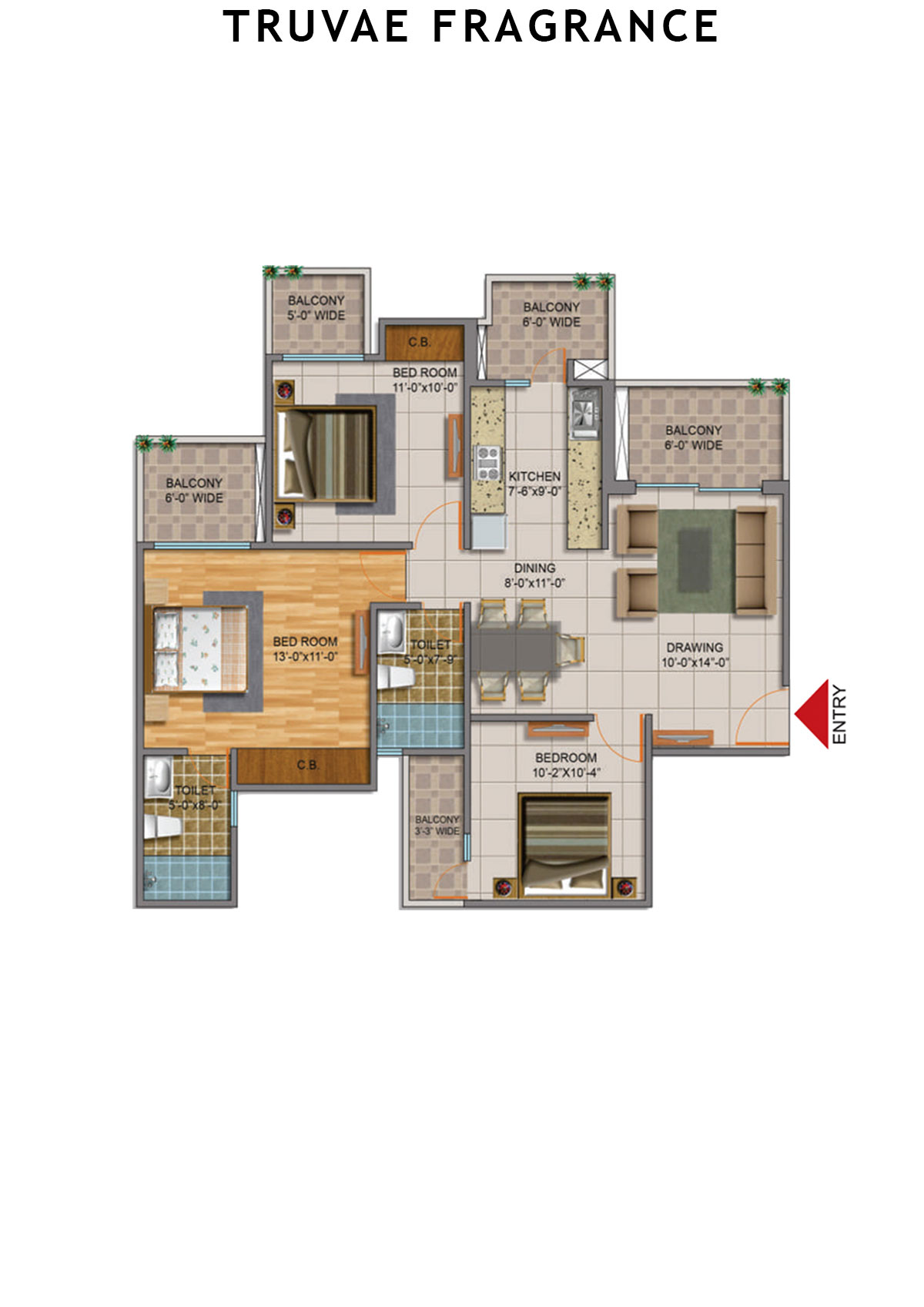 Truvae Fragrance Lily Unit 2 (Type F) Floor Plan