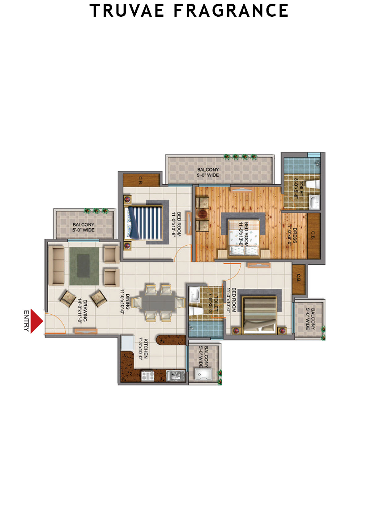 Truvae Fragrance Lily Unit 3 (Type G) Floor Plan