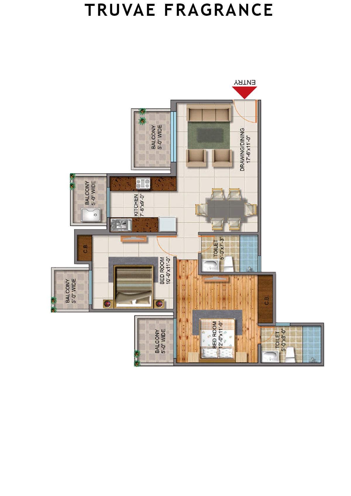 Truvae Fragrance Orchid Unit 10 (Type B) Floor Plan