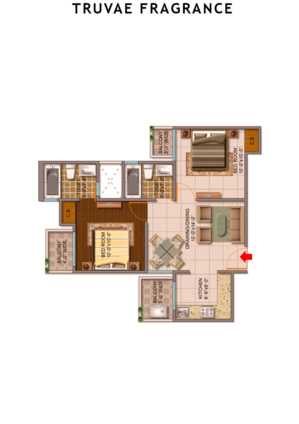 Truvae Fragrance Orchid Unit 1 (Type A) Floor Plan