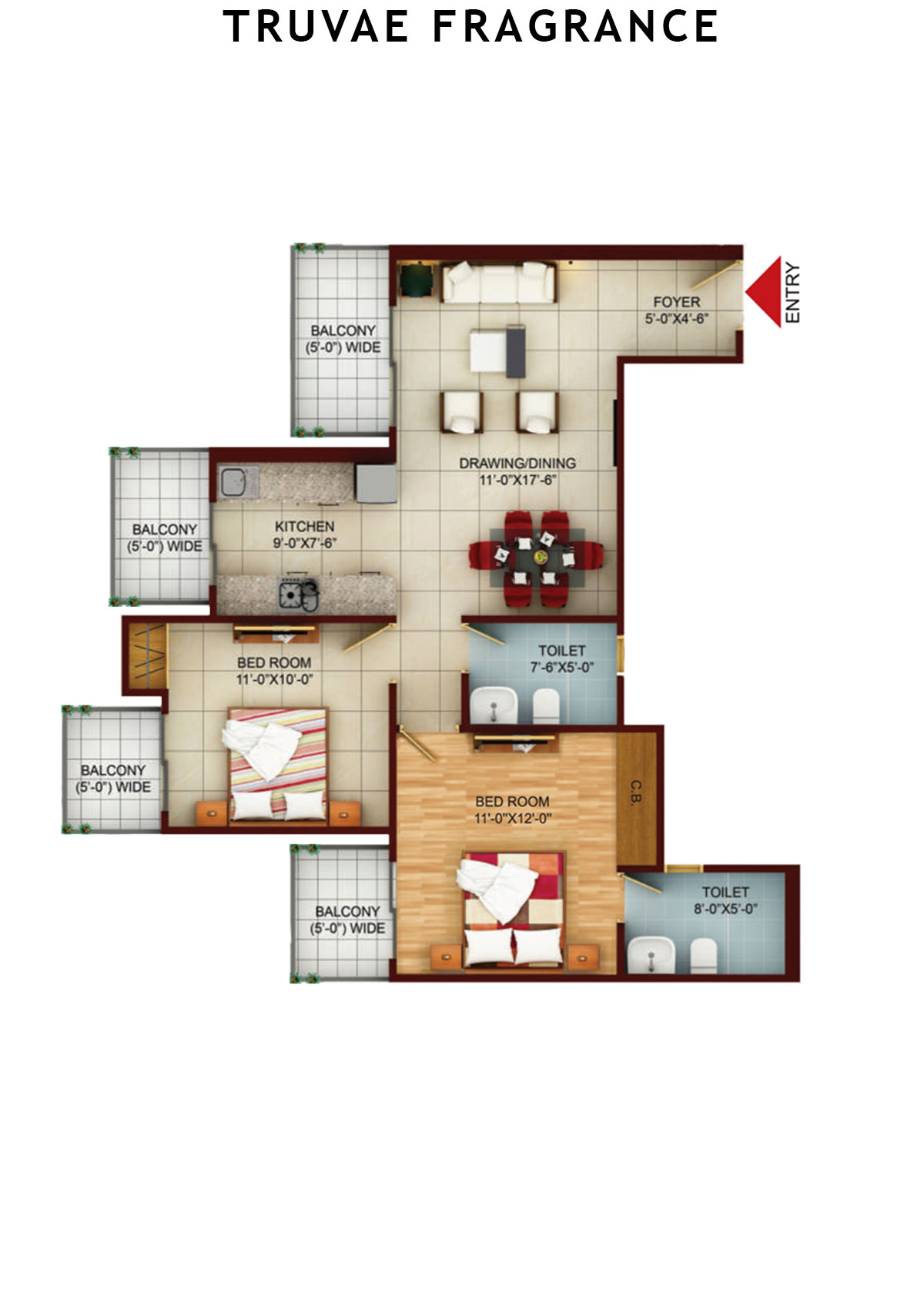 Truvae Fragrance Orchid Unit 2 (Type C) Floor Plan