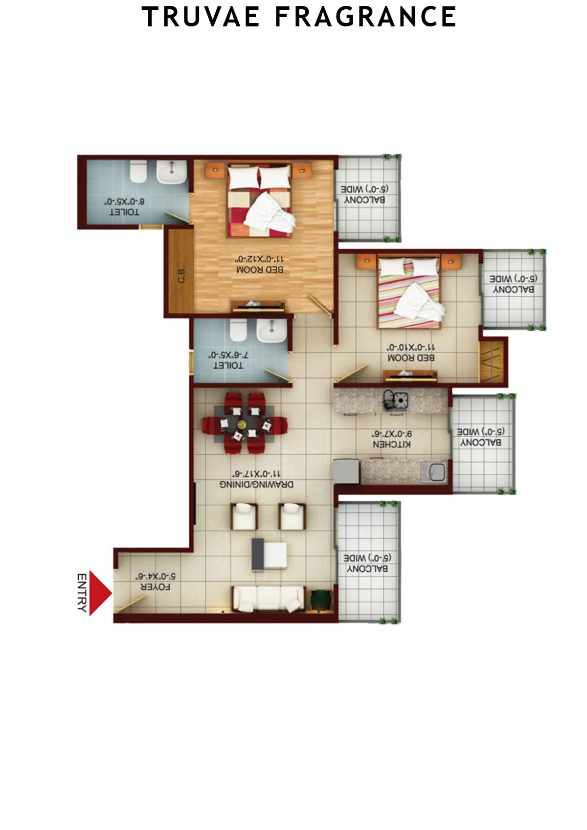 Truvae Fragrance Orchid Unit 4 (Type C) Floor Plan