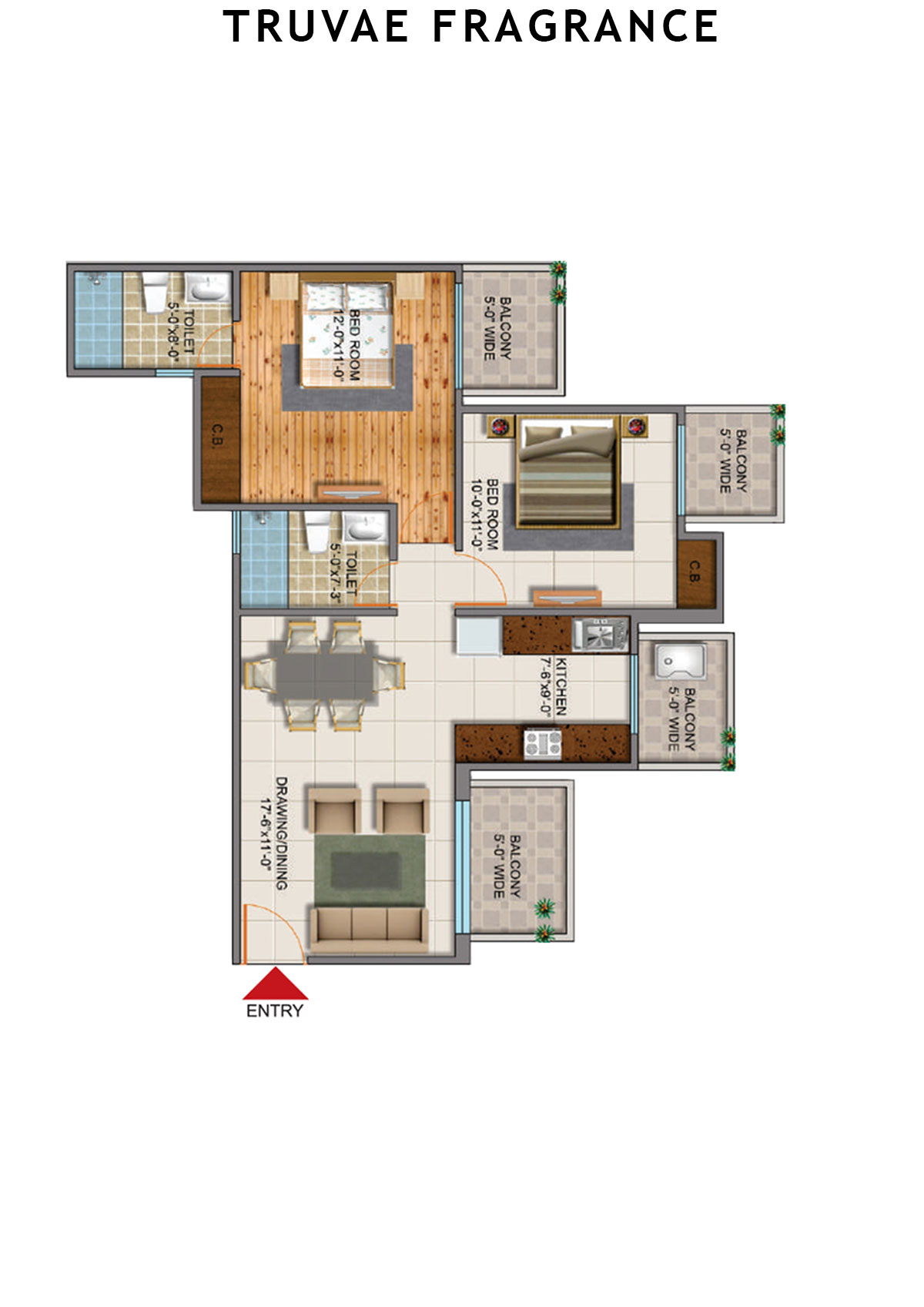 Truvae Fragrance Orchid Unit 7 (Type B) Floor Plan