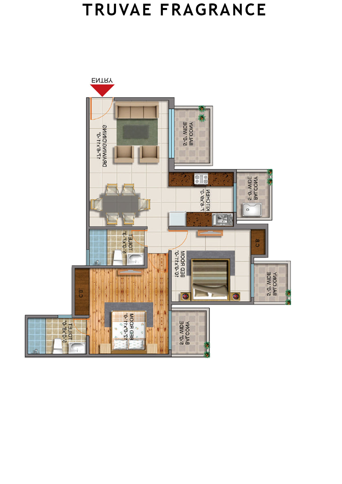 Truvae Fragrance Orchid Unit 8 (Type B) Floor Plan