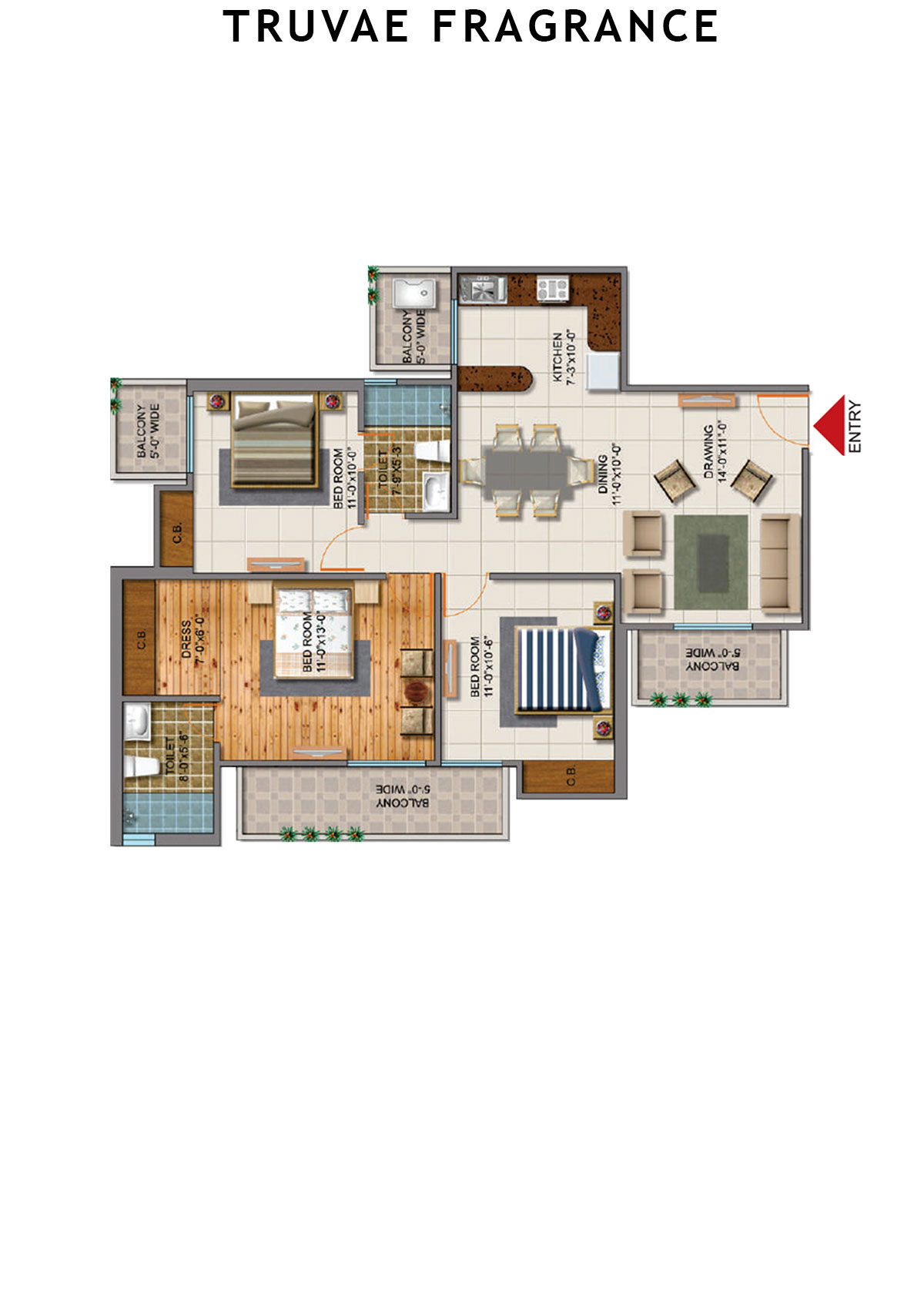 Truvae Fragrance Peony Unit 1 (Type G) Floor Plan