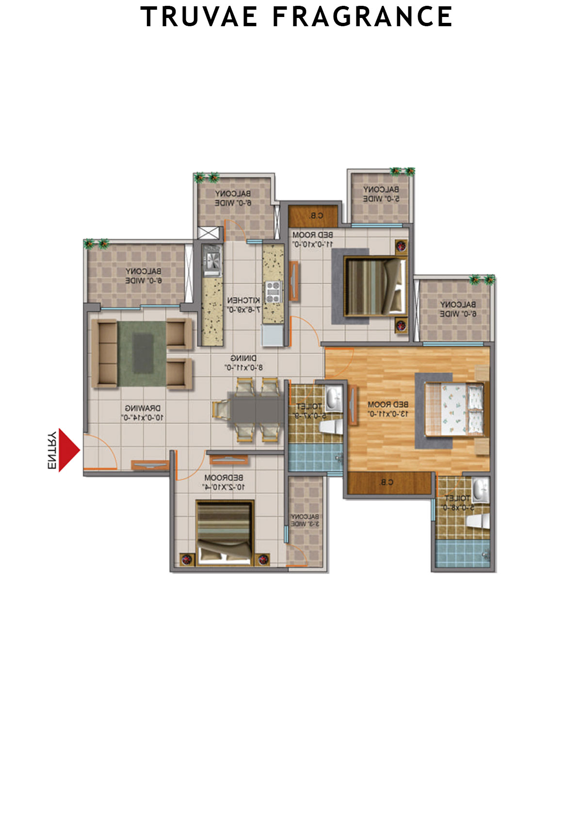 Truvae Fragrance Tulip Unit 1 (Type F) Floor Plan