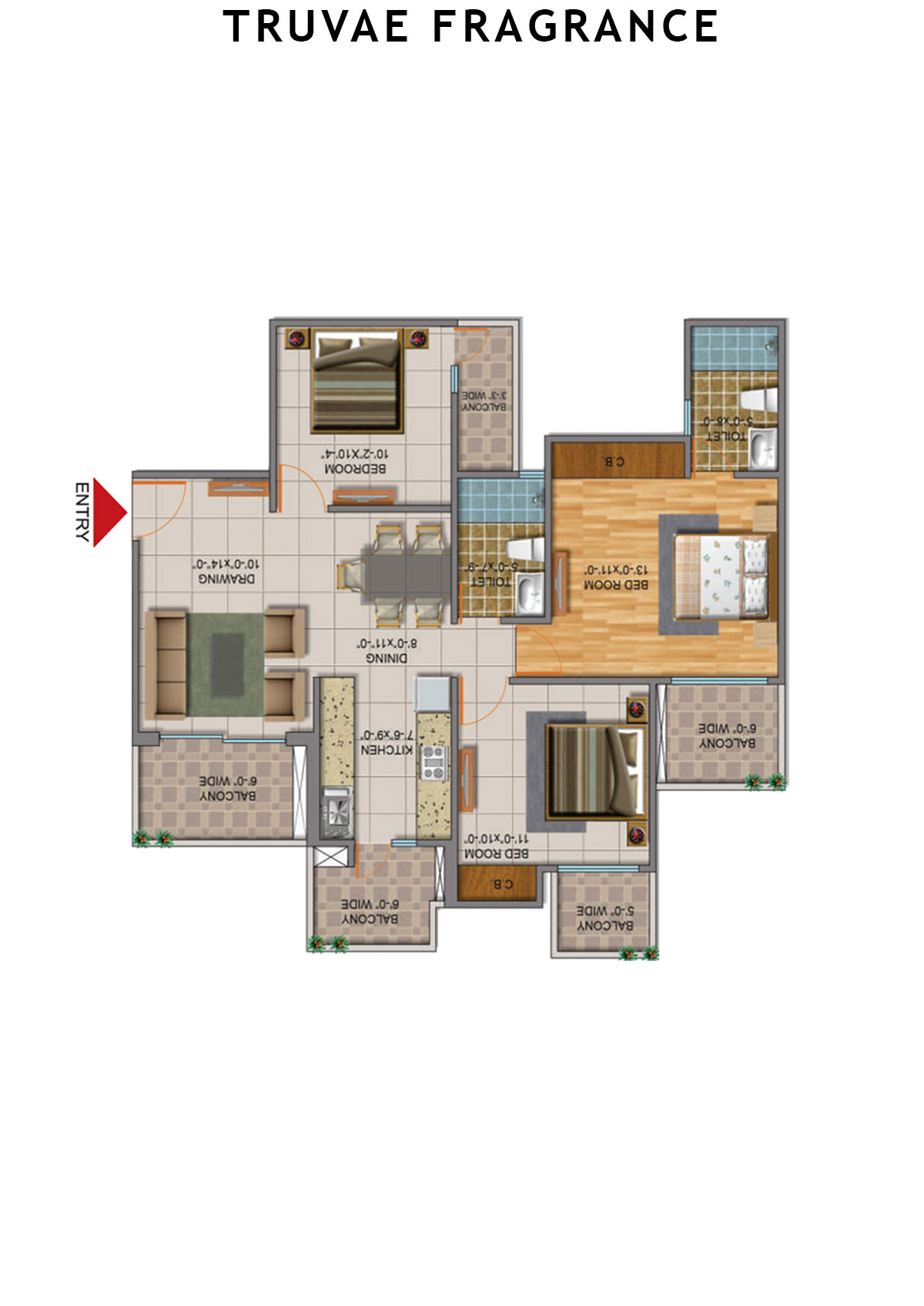 Truvae Fragrance Tulip Unit 2 (Type F) Floor Plan