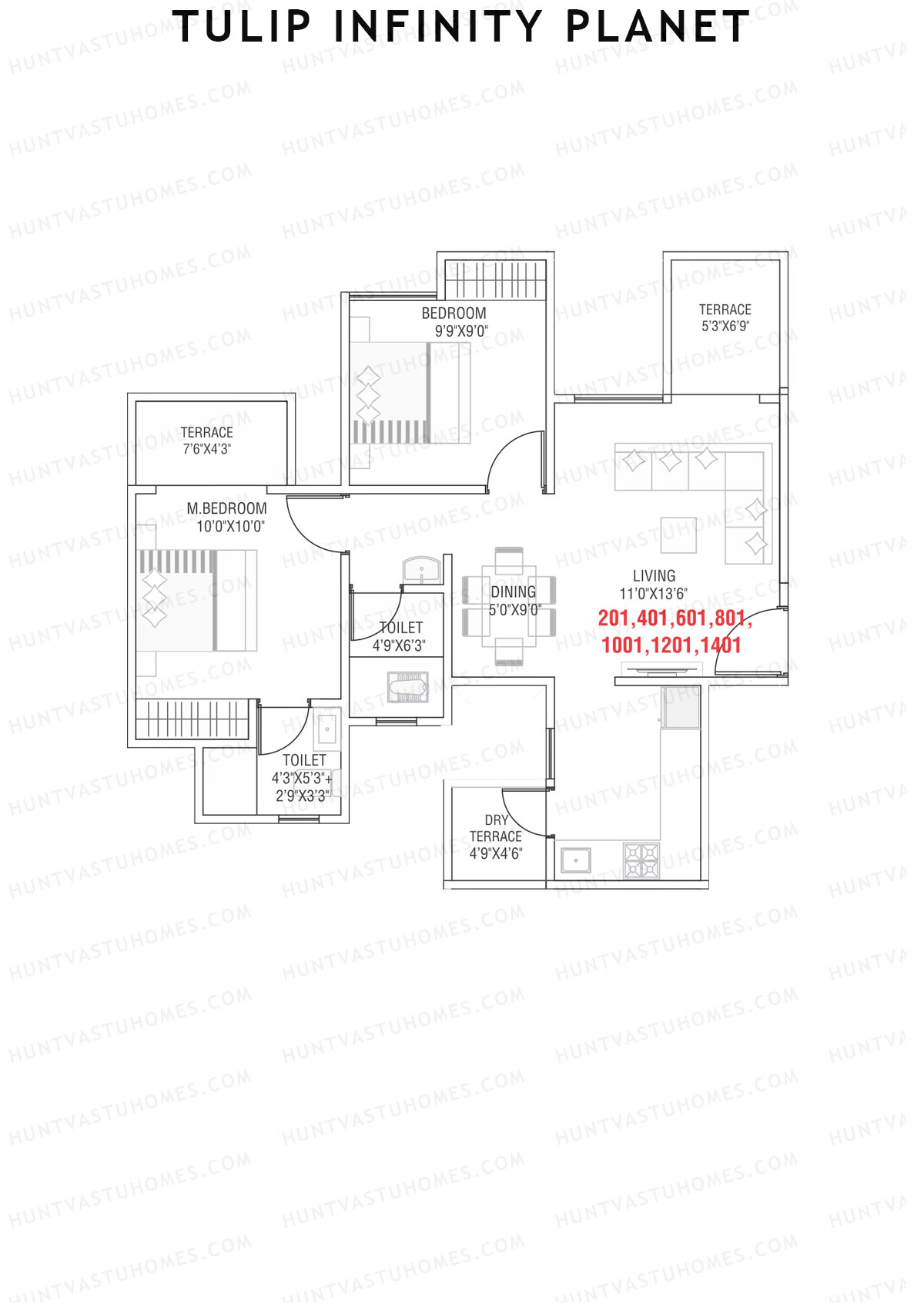 Tulip Infinity Planet Wing D Unit 1 Floor Plan