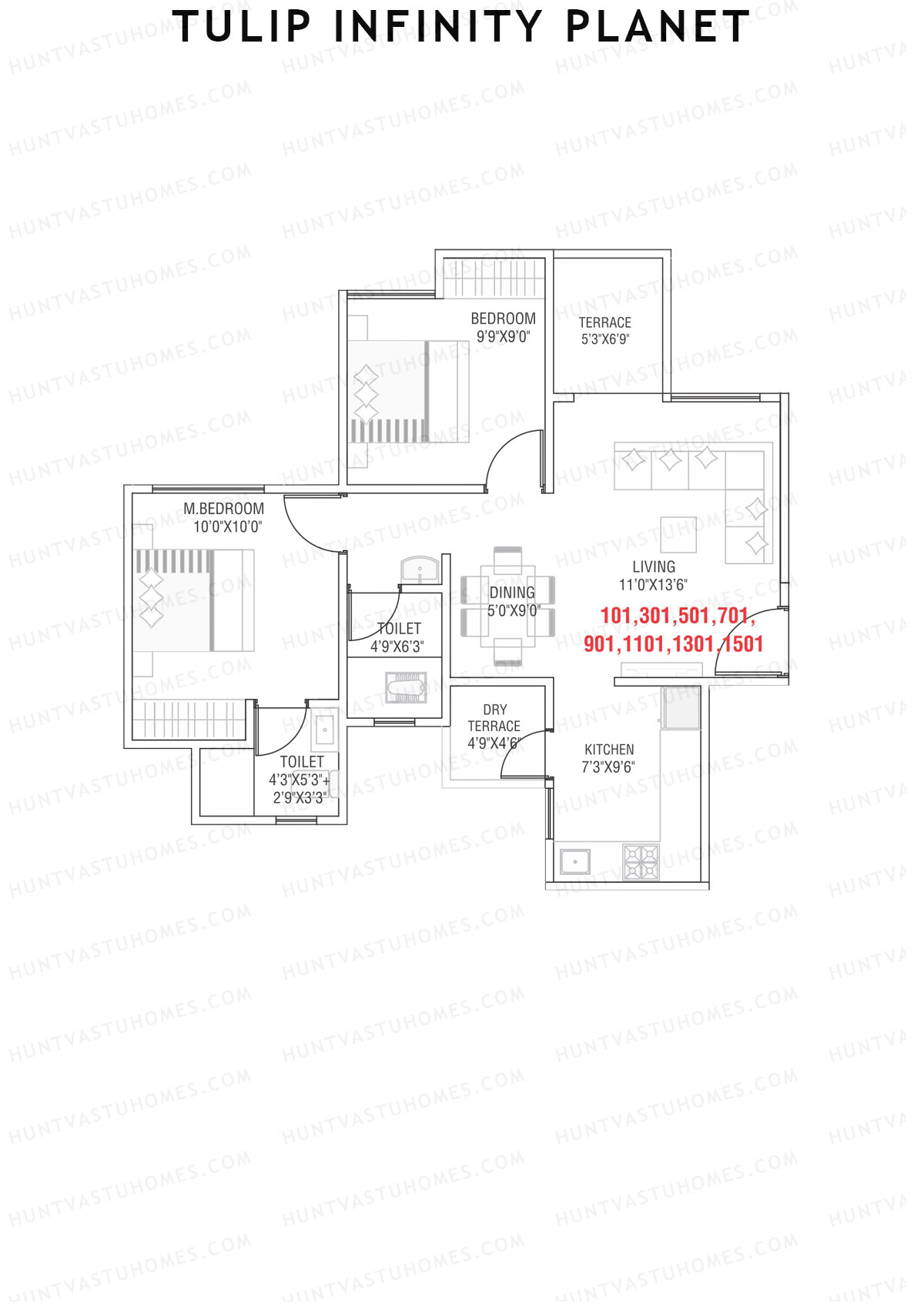 Tulip Infinity Planet Wing D Unit 1 Floor Plan