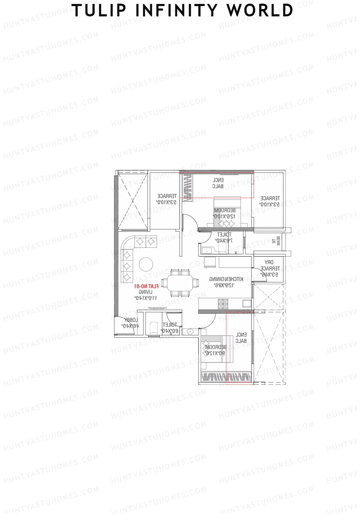 Tulip Infinity World Wing B Unit 2 Floor Plan