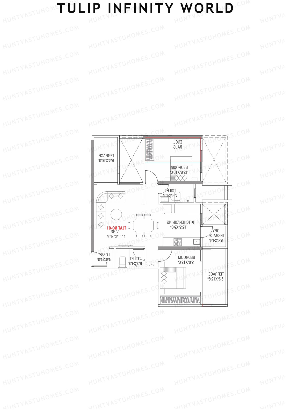 Tulip Infinity World Wing B Unit 2 Floor Plan
