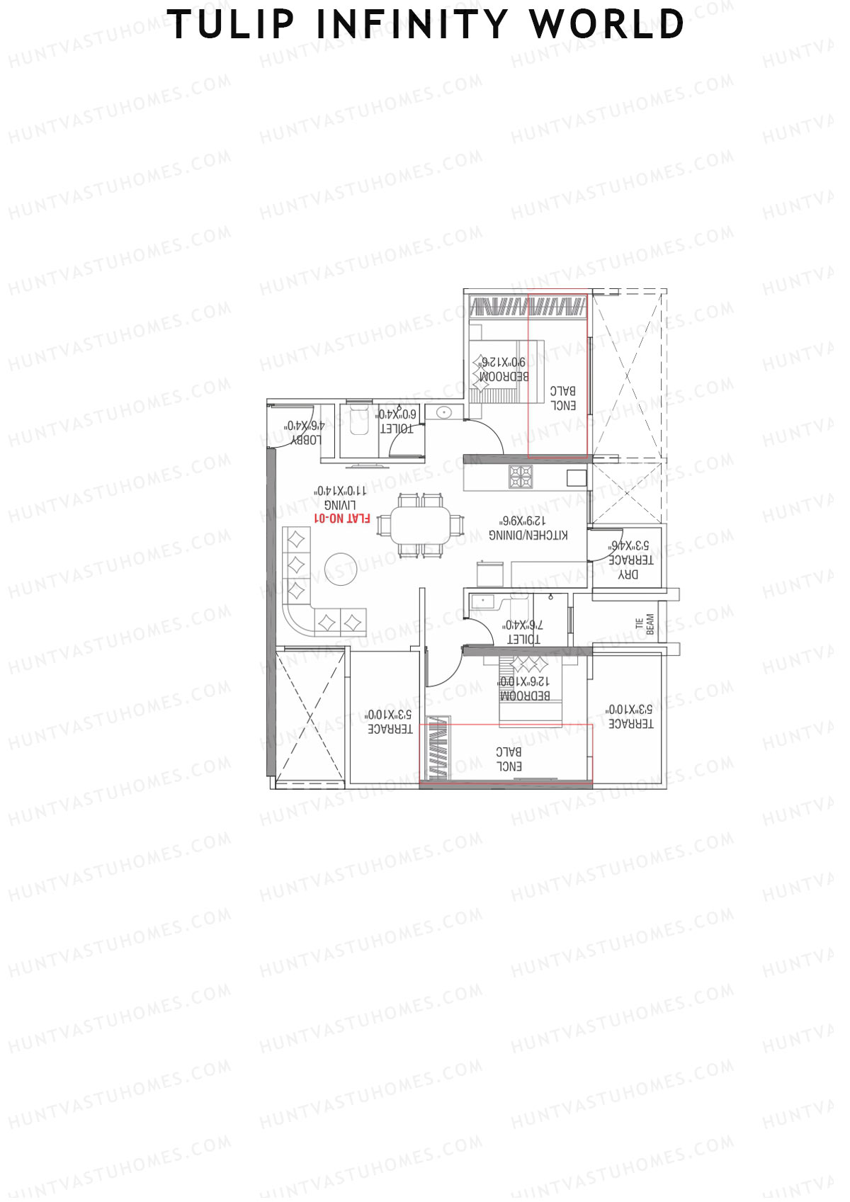 Tulip Infinity World Wing B Unit 3 Floor Plan