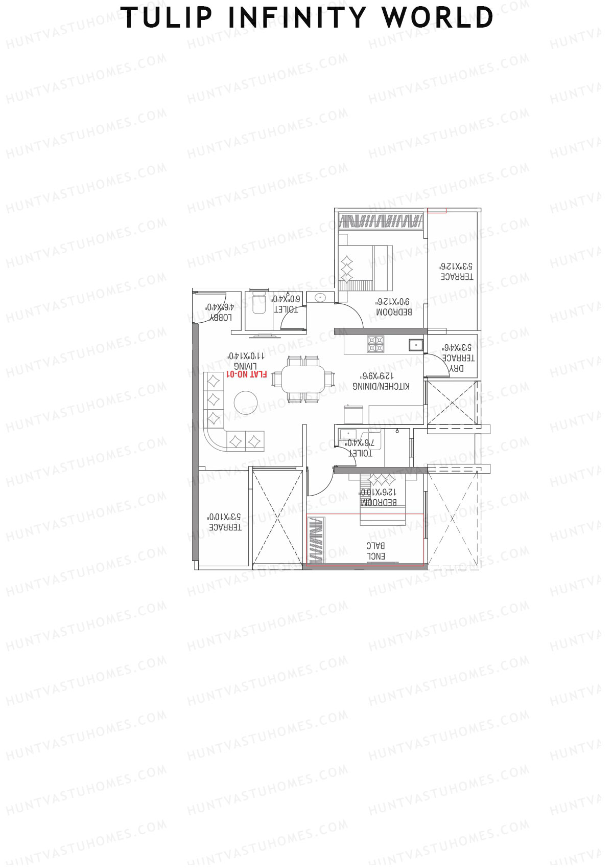 Tulip Infinity World Wing B Unit 3 Floor Plan