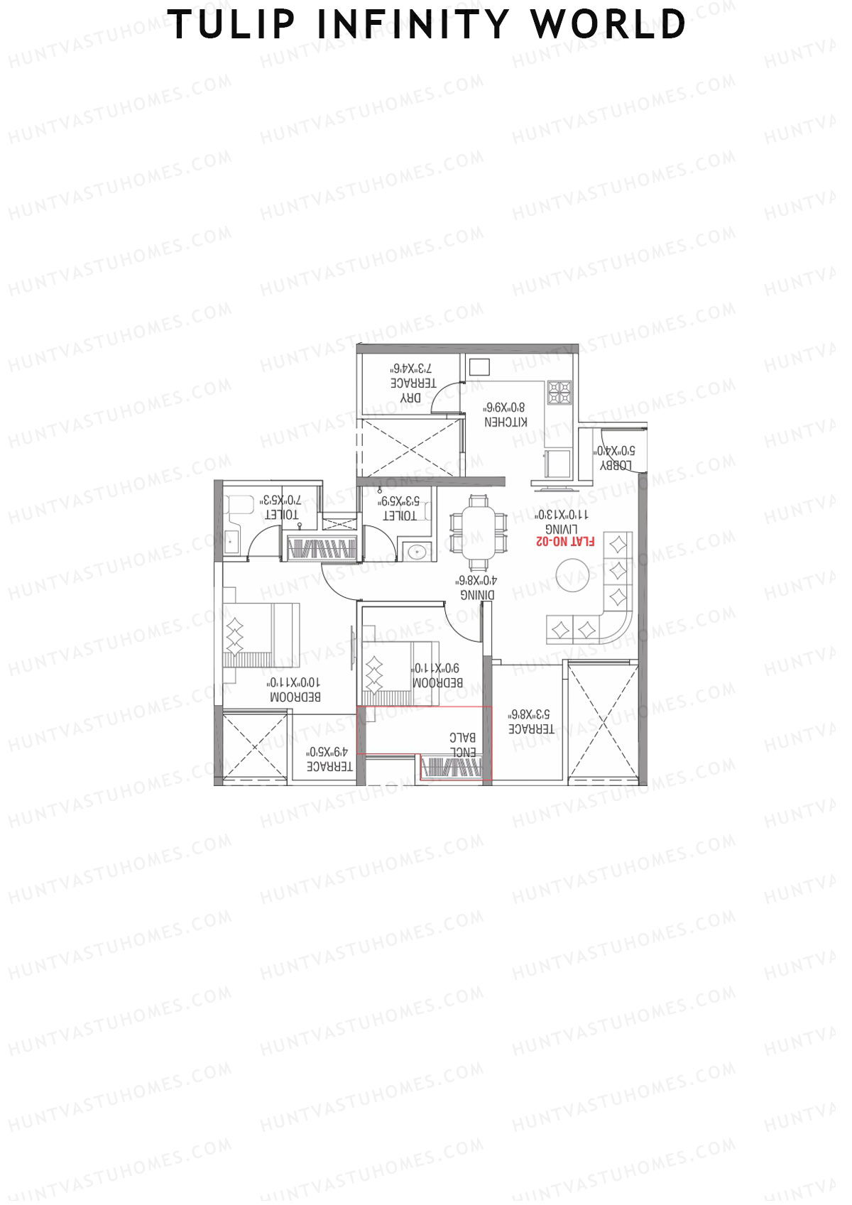 Tulip Infinity World Wing B Unit 4 Floor Plan