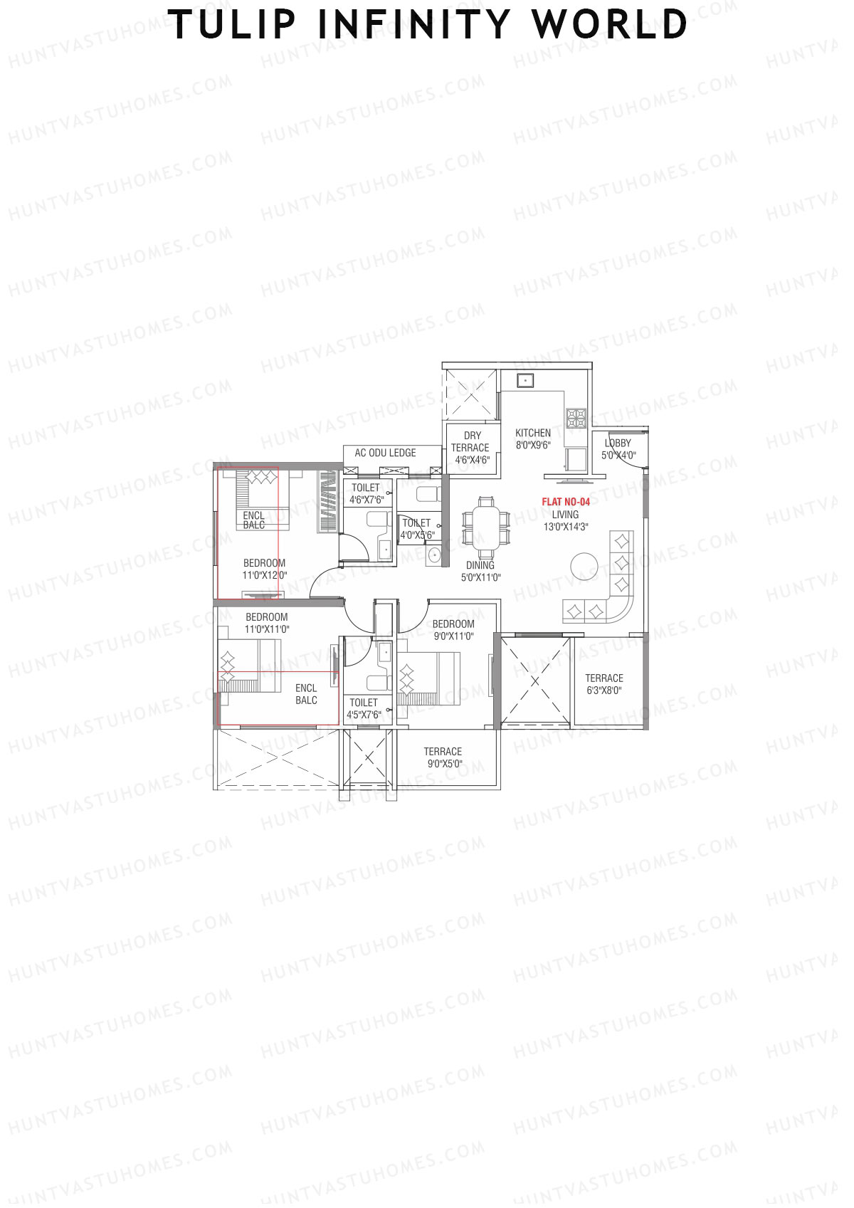 Tulip Infinity World Wing C Unit 4 Floor Plan