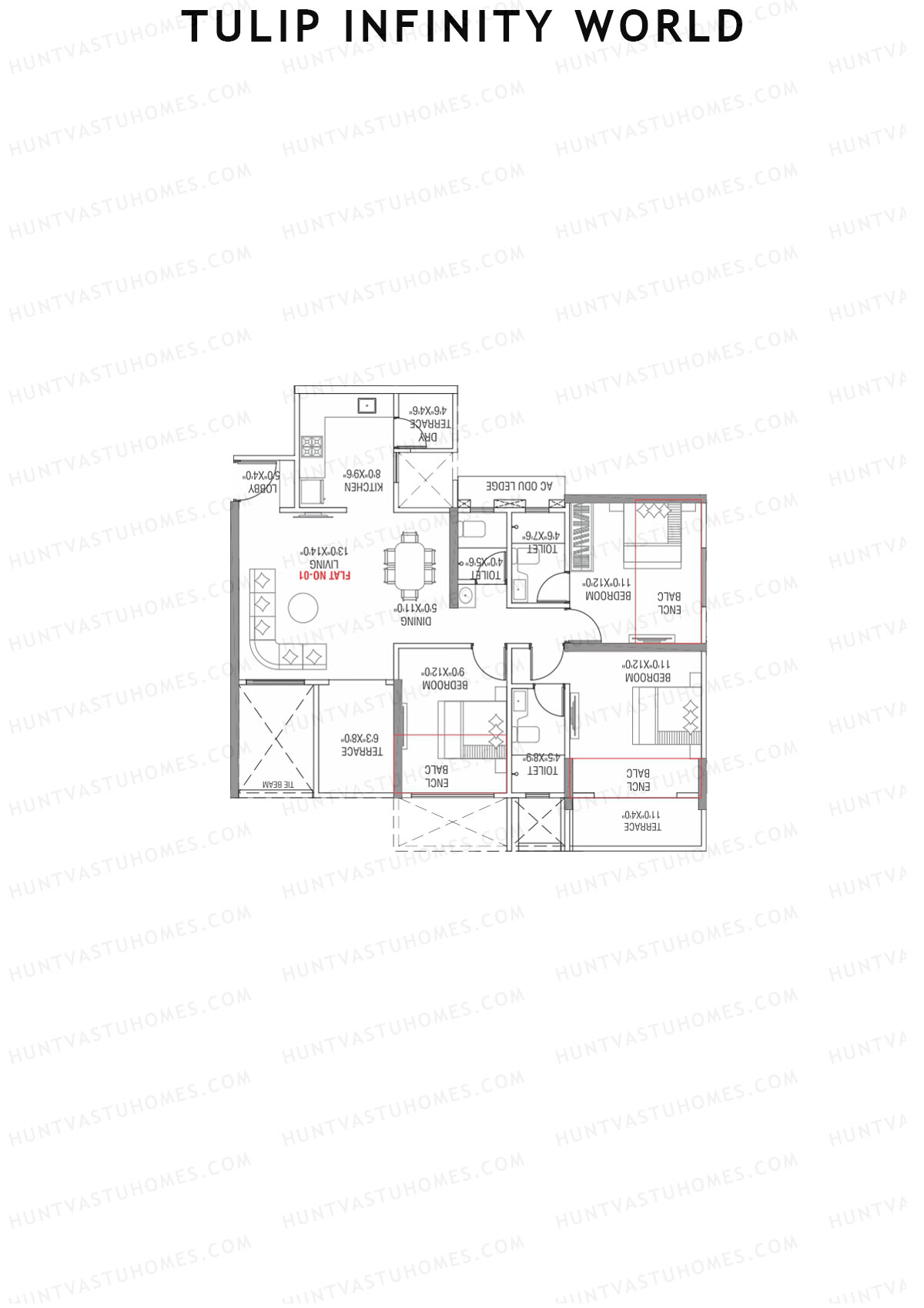 Tulip Infinity World Wing D Unit 3 Floor Plan