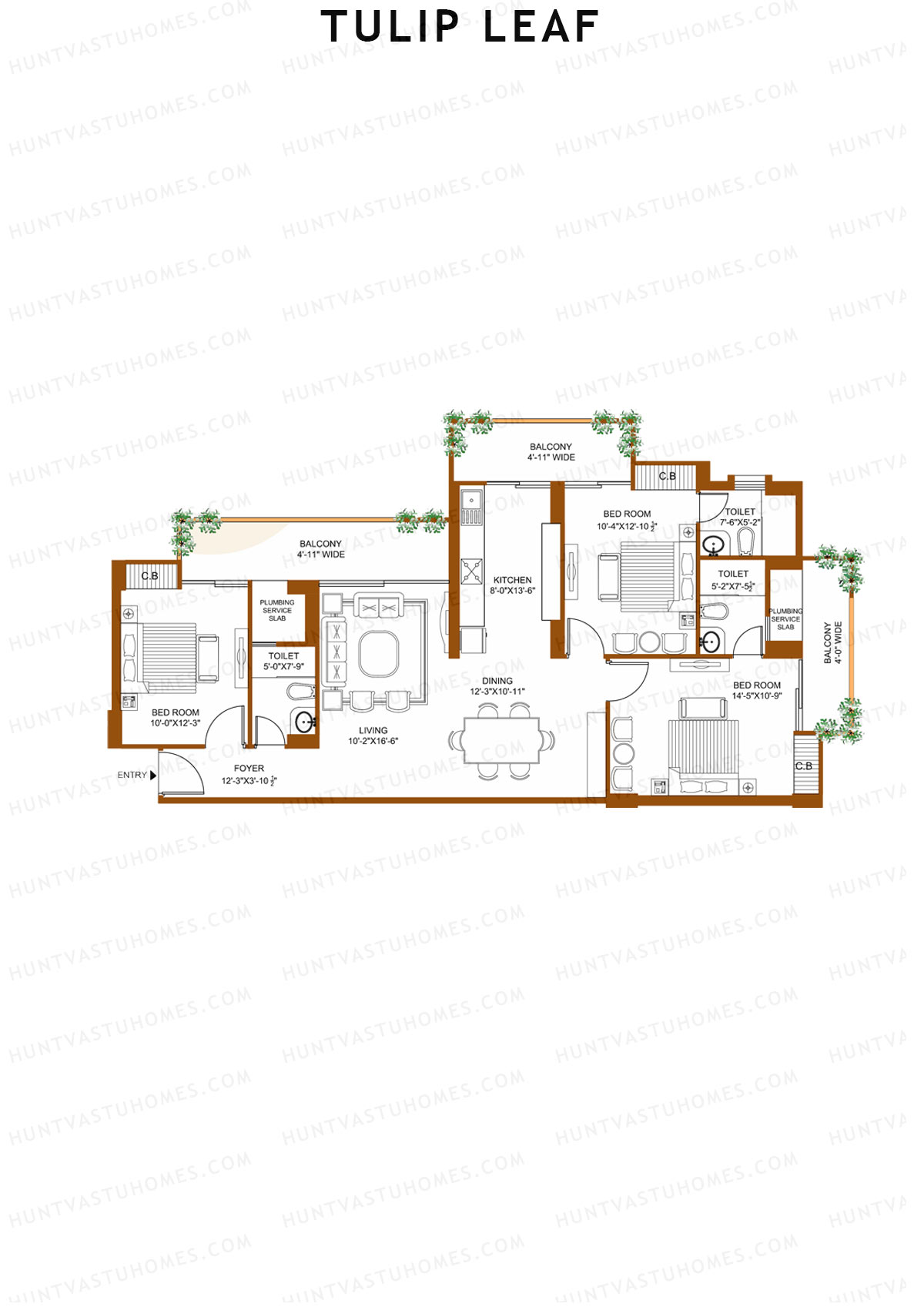 Tulip Leaf Tower 1 Unit 1 Floor Plan
