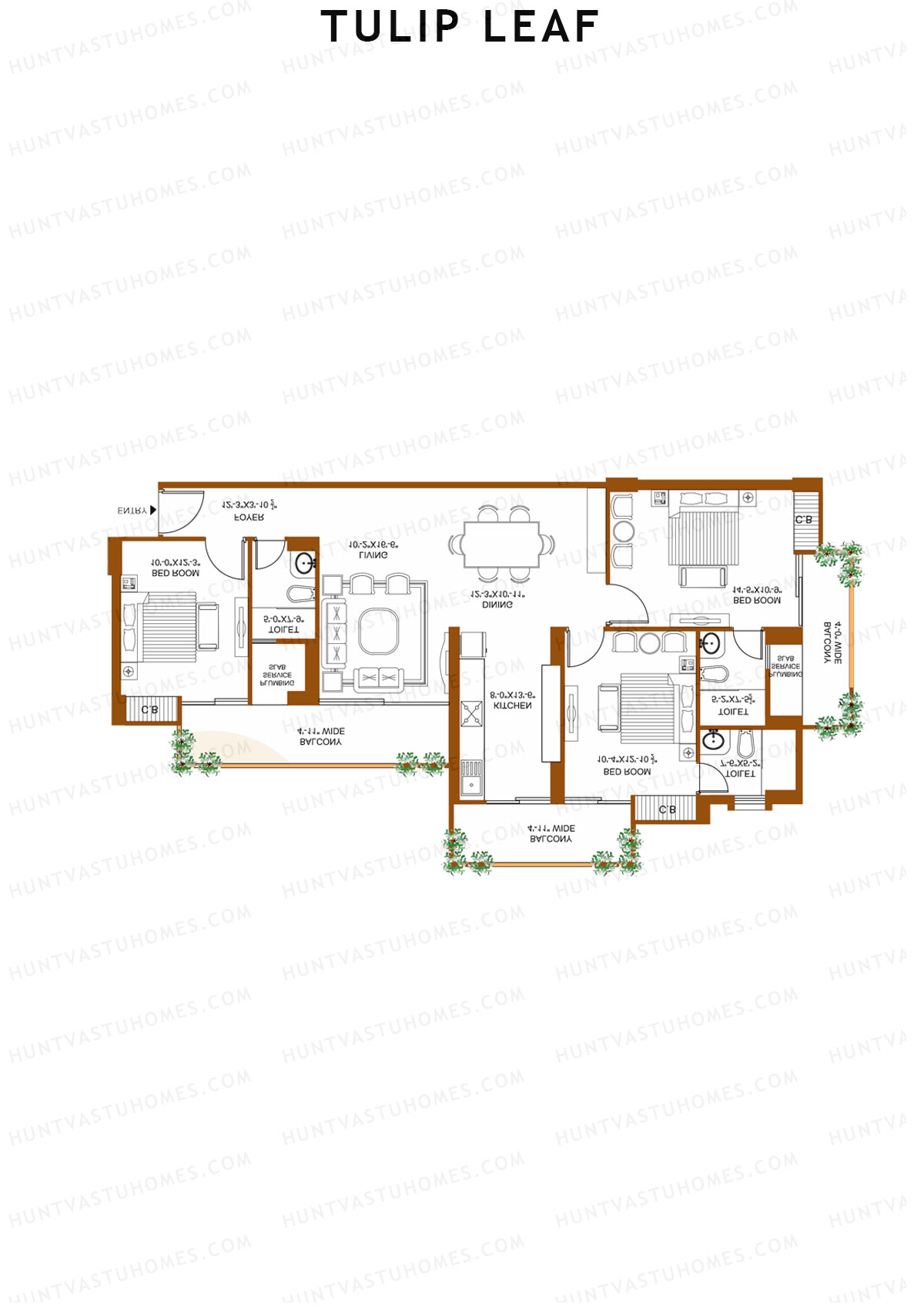 Tulip Leaf Tower 1 Unit 2 Floor Plan
