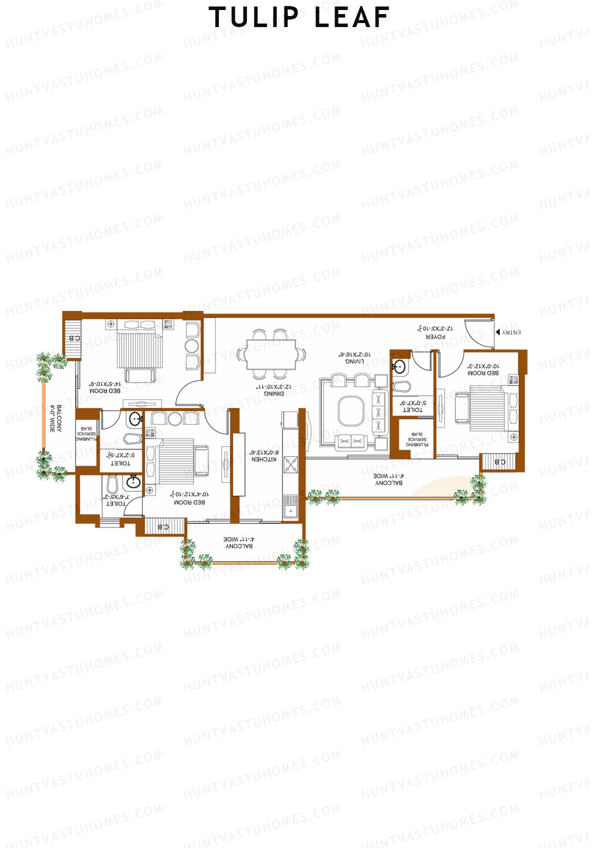 Tulip Leaf Tower 1 Unit 3 Floor Plan