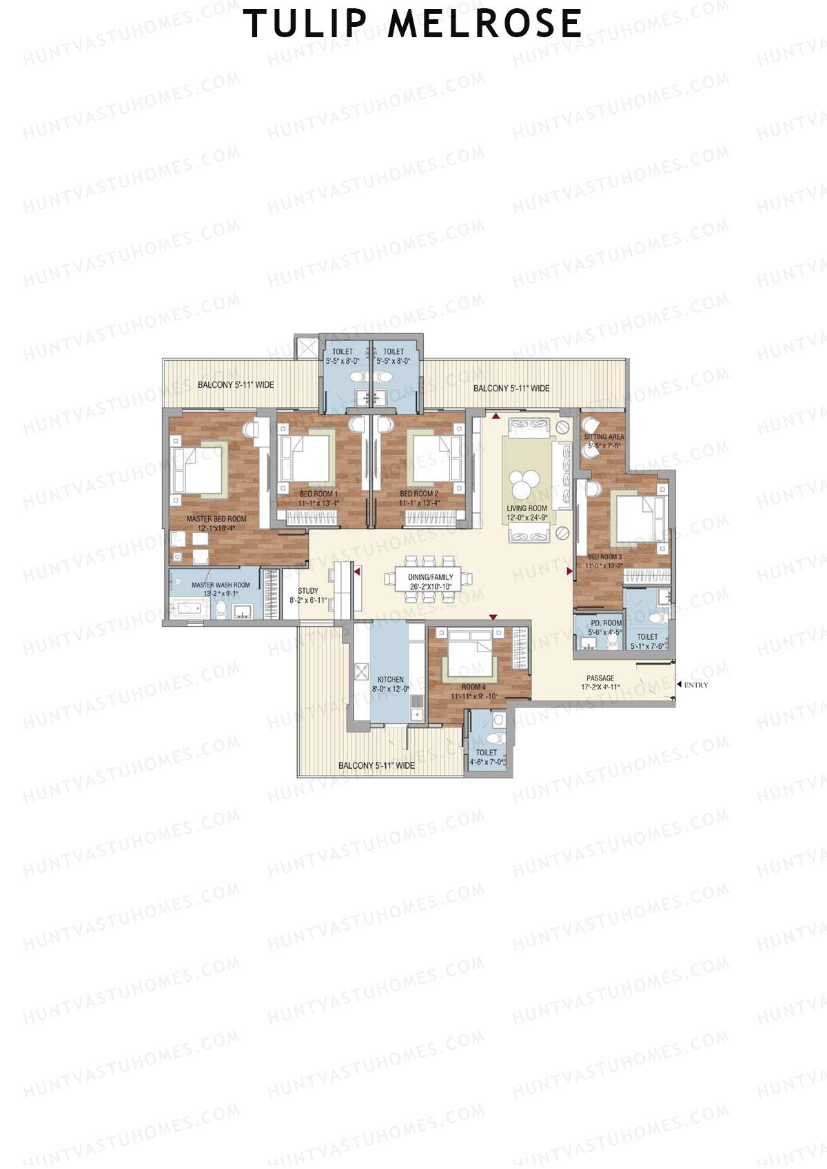 Tulip Melrose Tower A Unit 2 Floor Plan