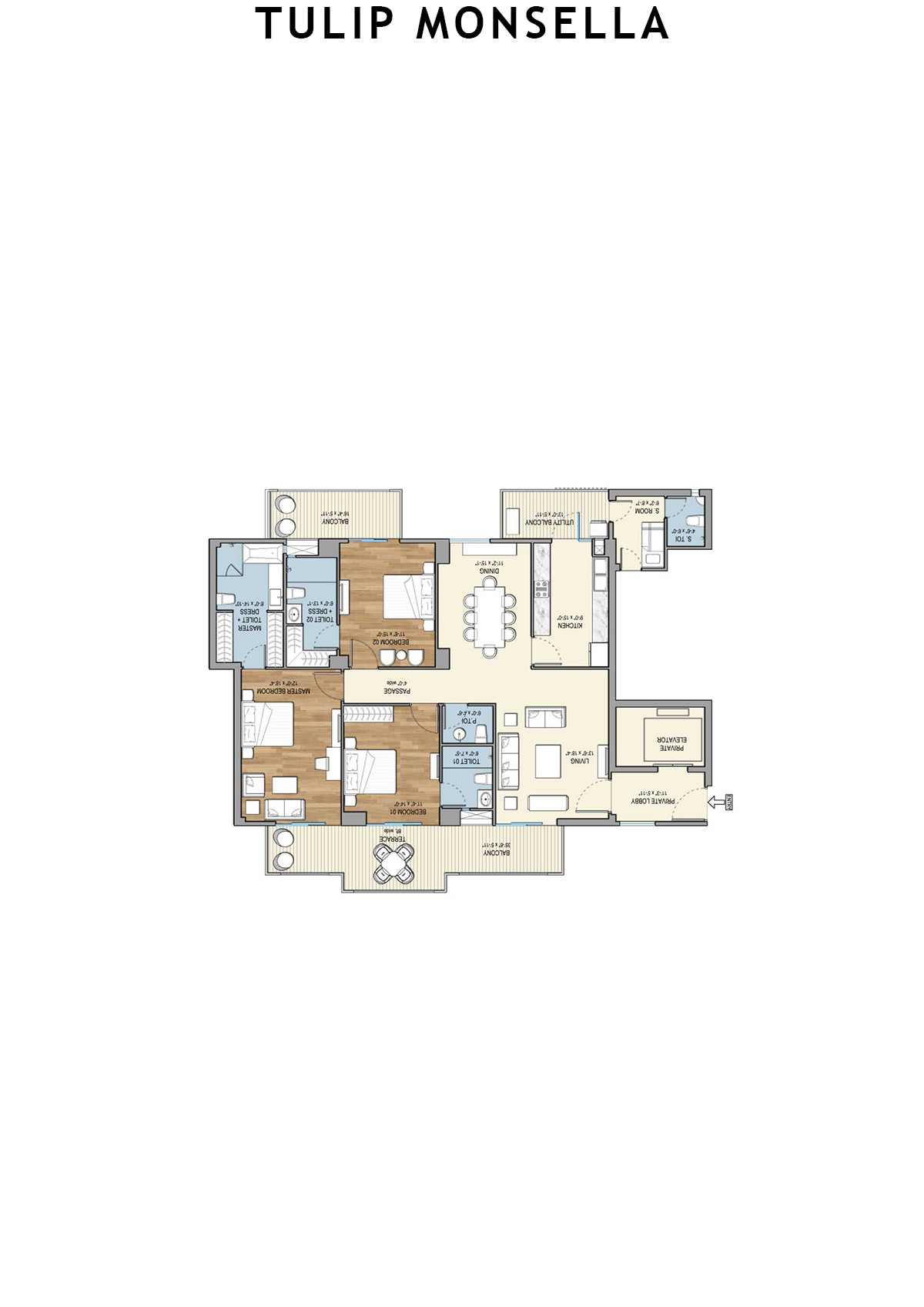 Tulip Monsella Tower 10 Unit 2 Floor Plan