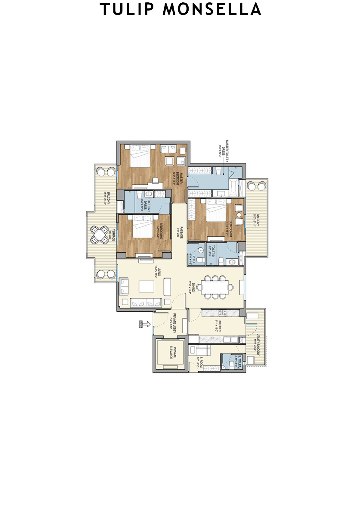 Tulip Monsella Tower 10 Unit 3 Floor Plan