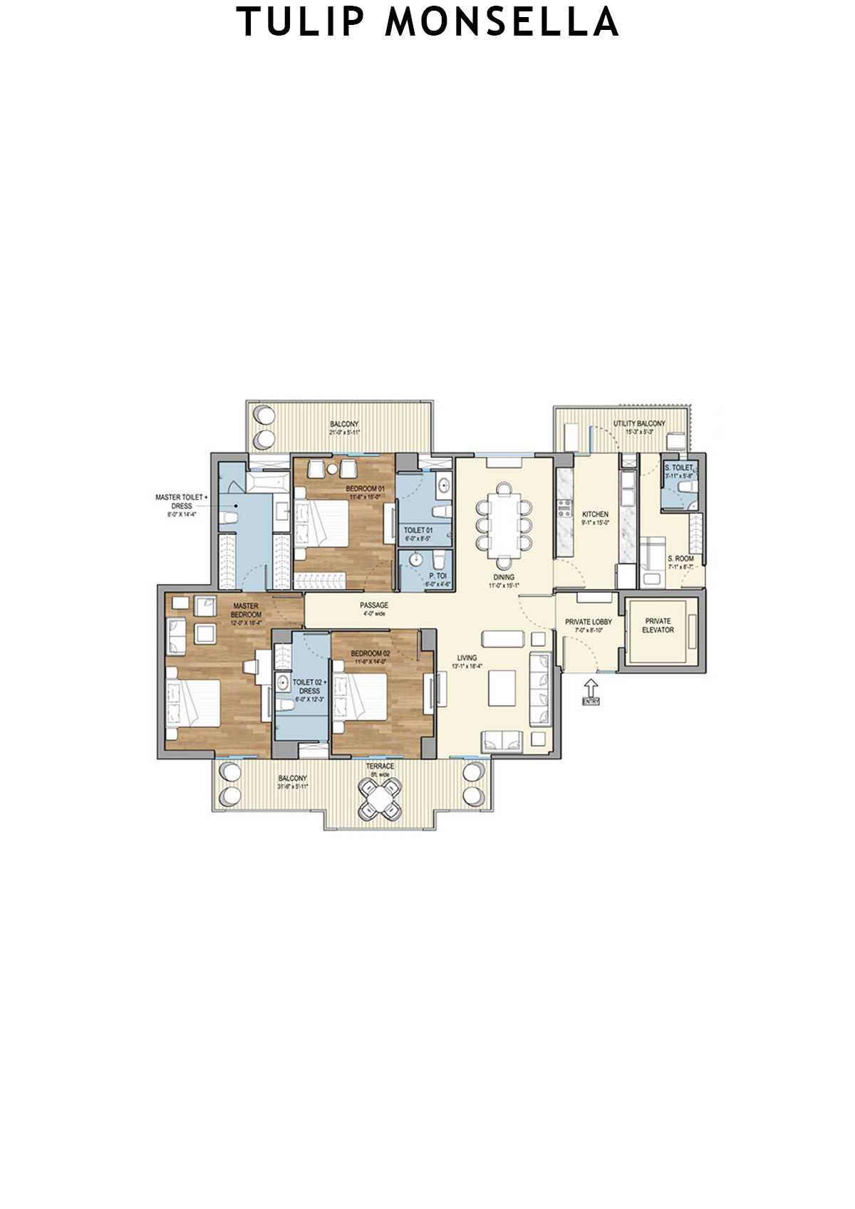 Tulip Monsella Tower 5 Unit 3 Floor Plan
