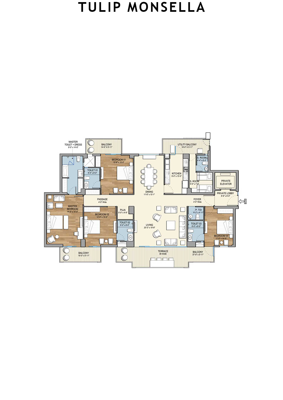 Tulip Monsella Tower 6 Unit 2 Floor Plan