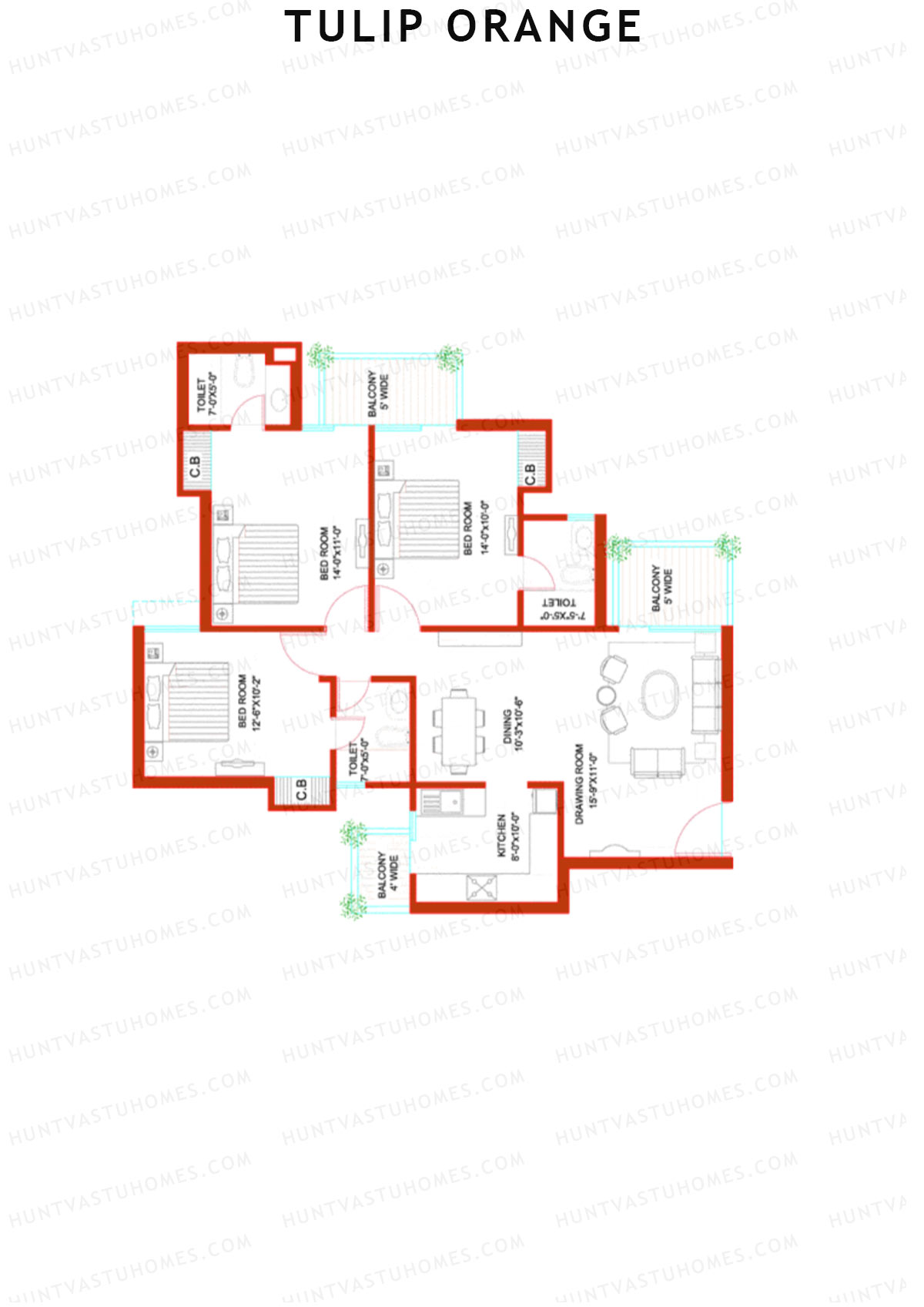 Tulip Orange Tower A3 Unit 1 Floor Plan