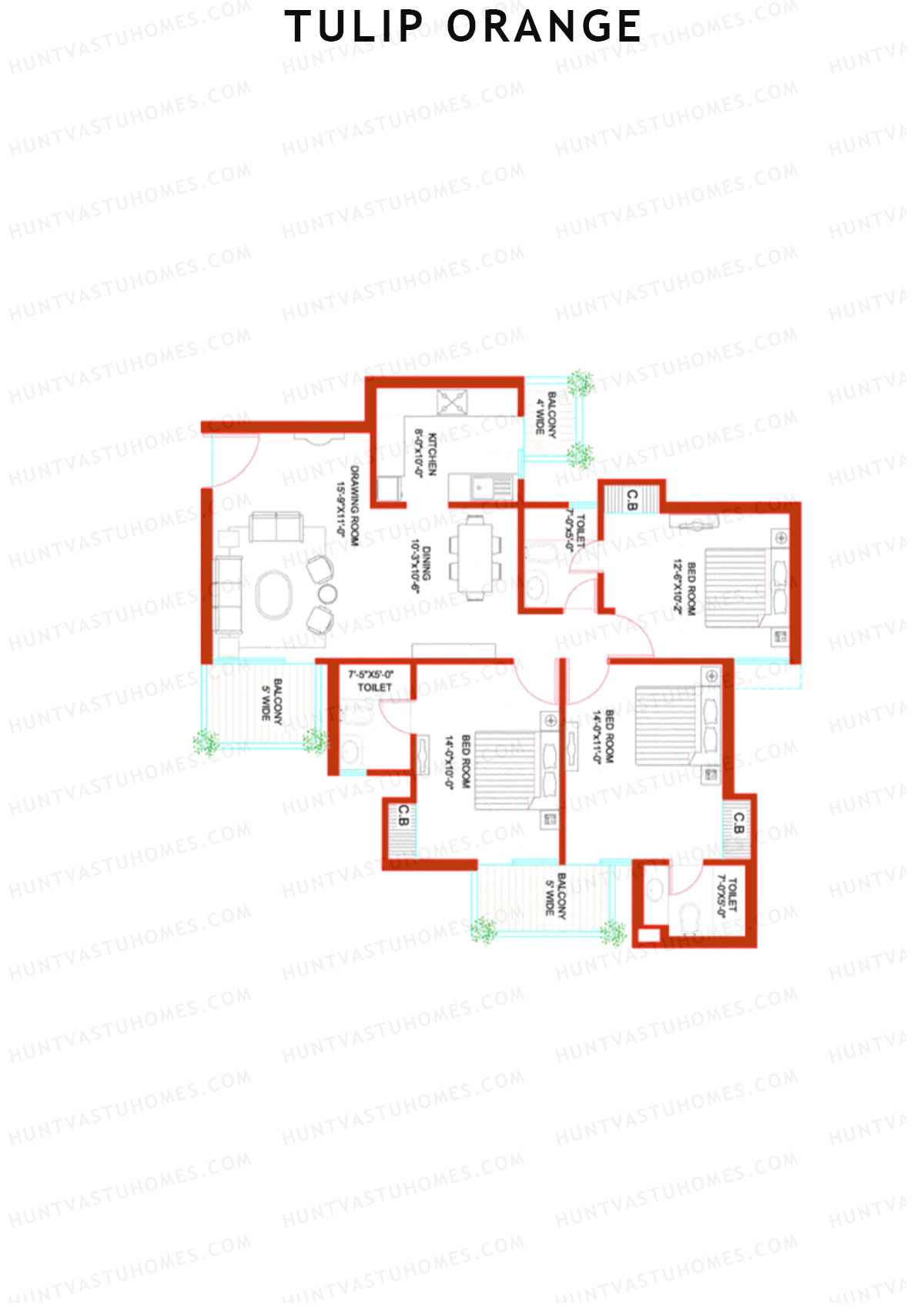 Tulip Orange Tower A3 Unit 3 Floor Plan