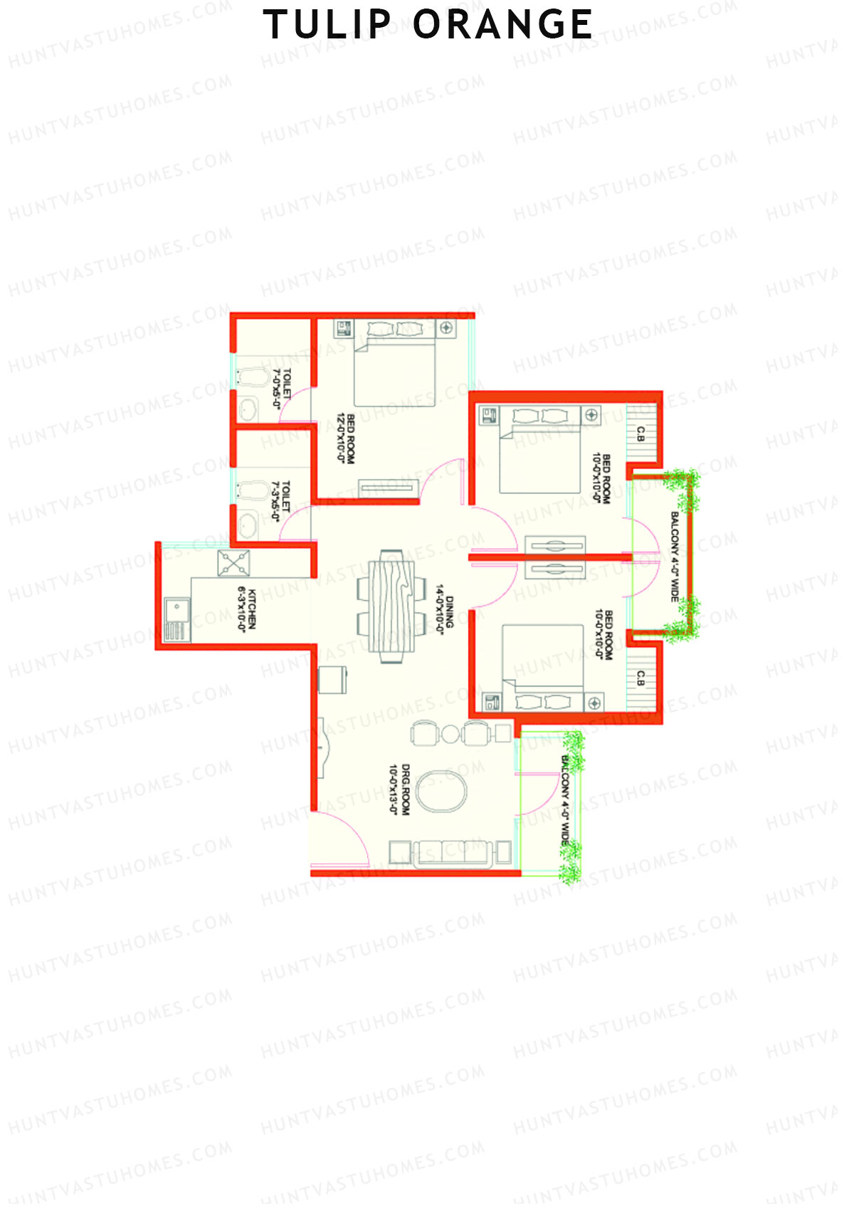 Tulip Orange Tower B4 Unit 2 Floor Plan