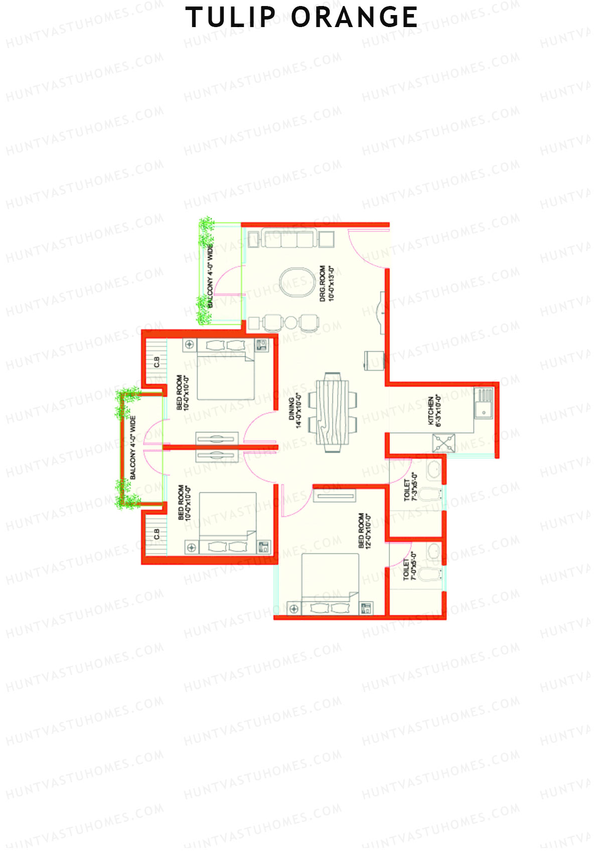 Tulip Orange Tower B4 Unit 4 Floor Plan