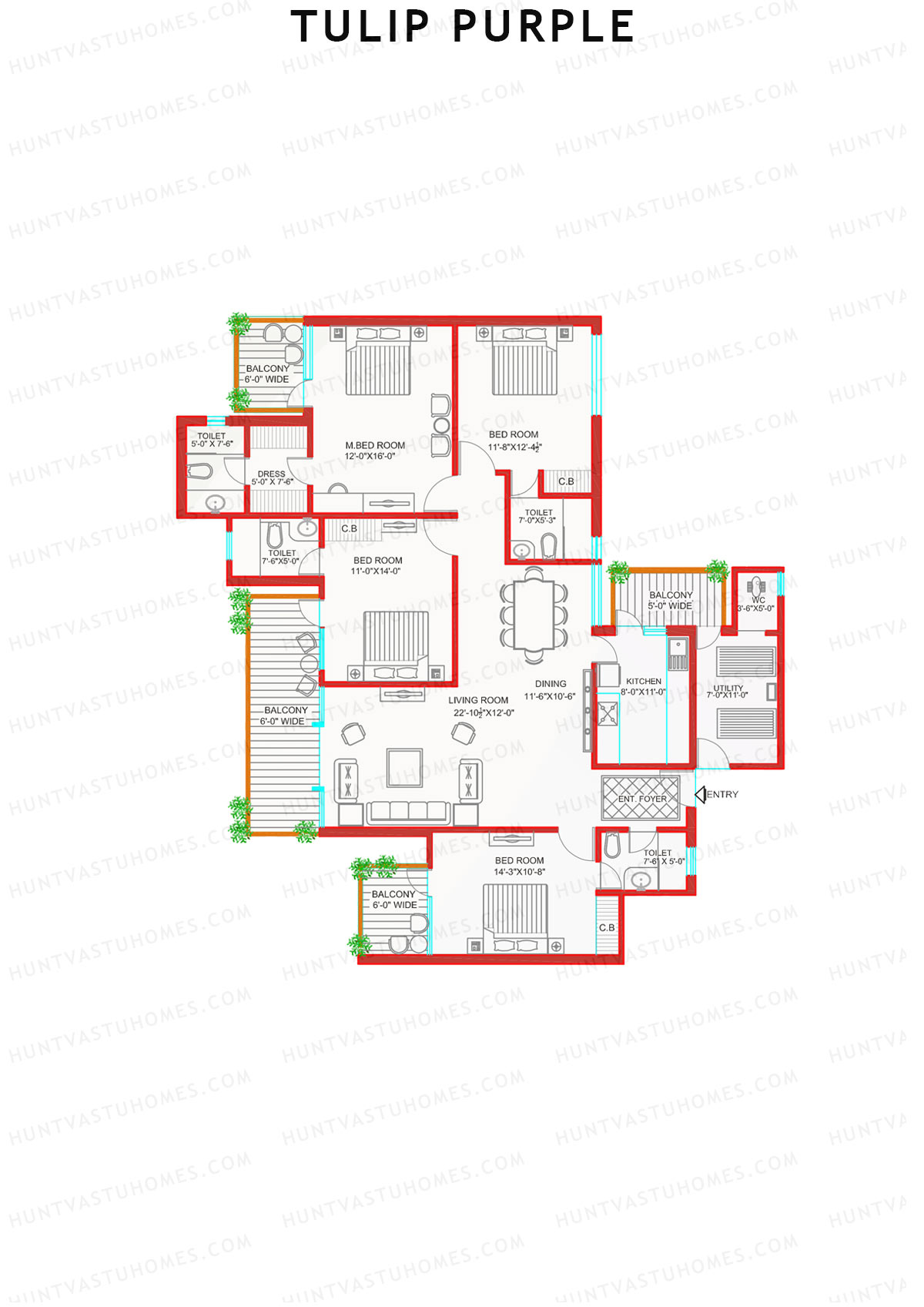 Tulip Purple Tower B1 Unit 1 Floor Plan