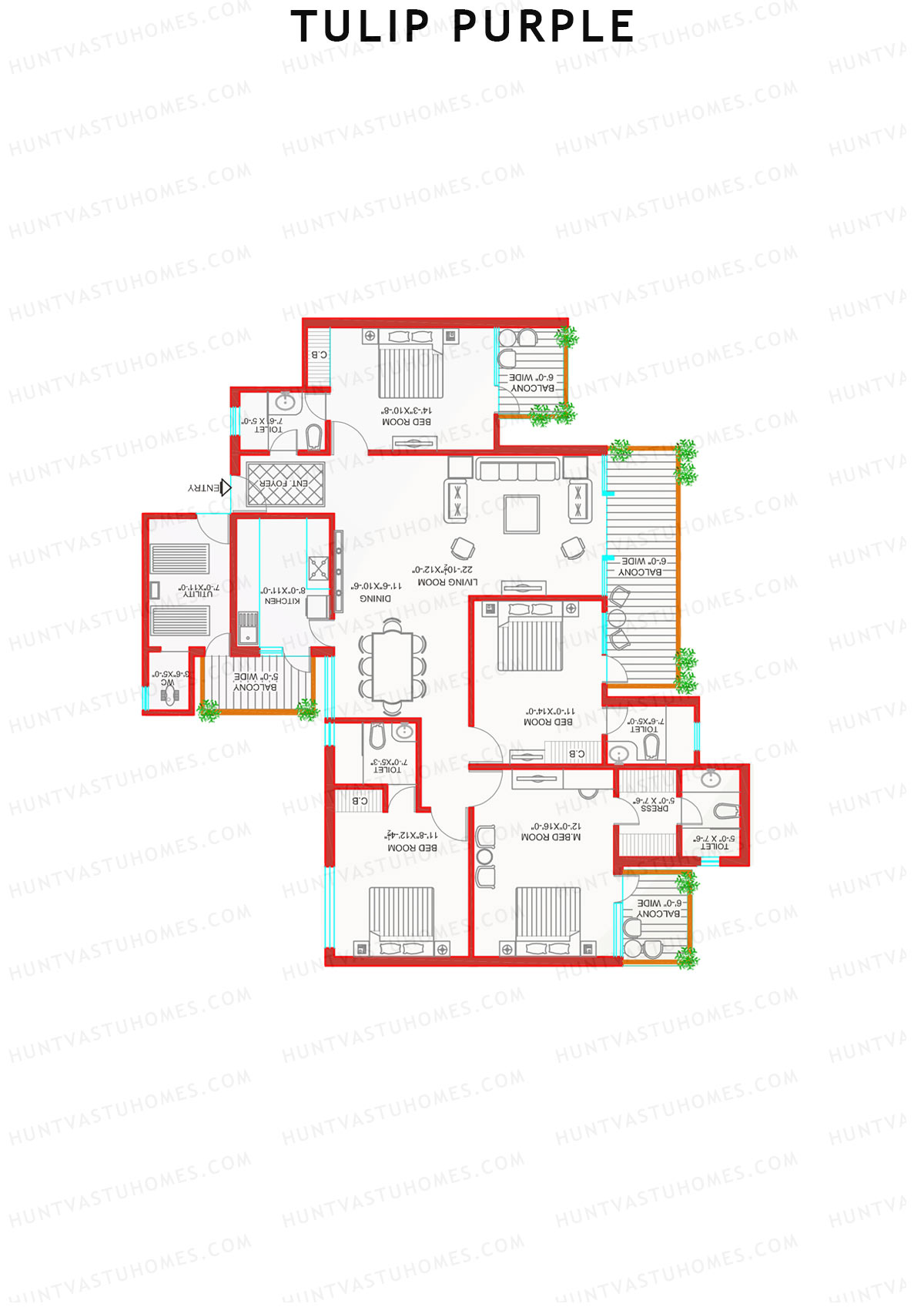 Tulip Purple Tower B1 Unit 3 Floor Plan